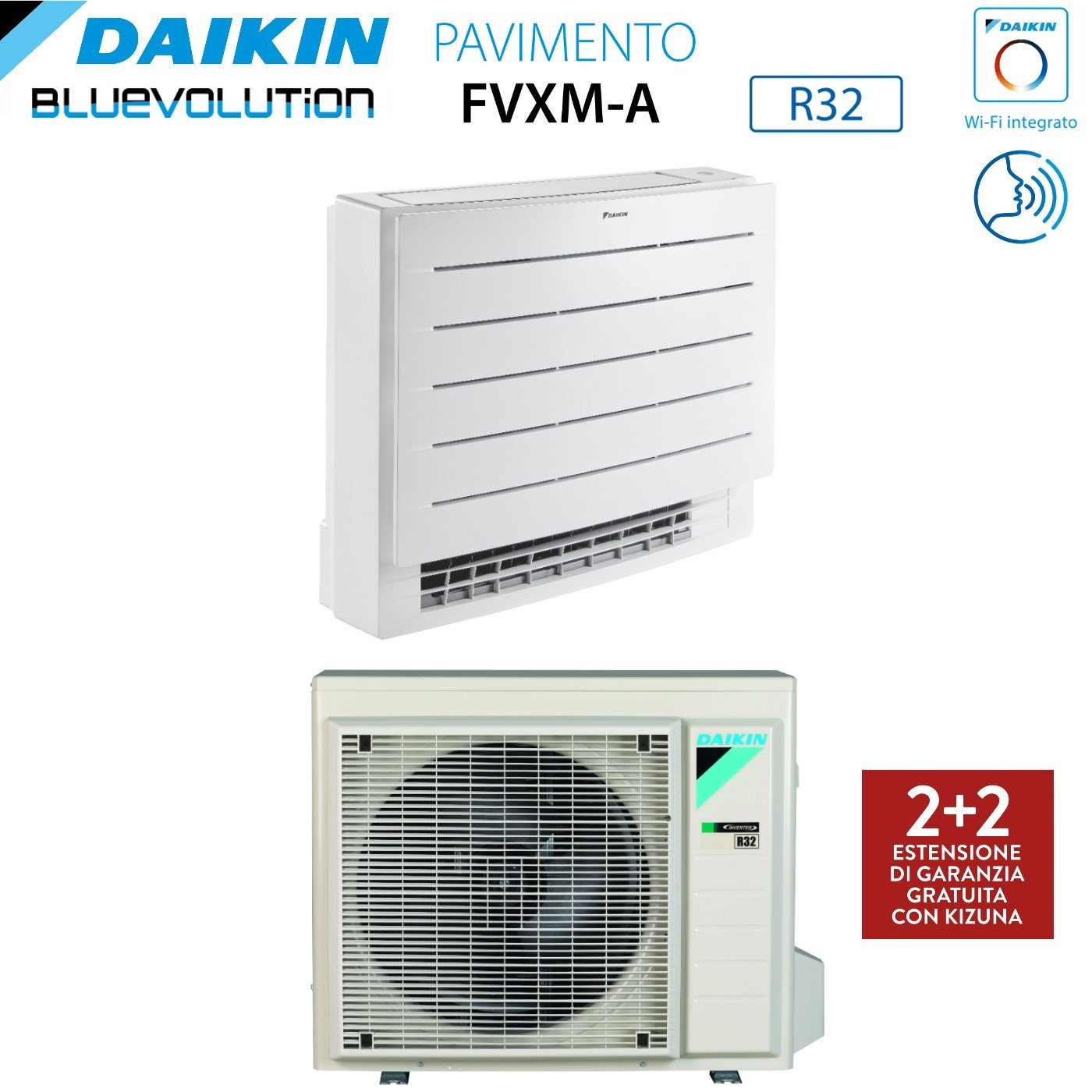 Daikin Bluevolution Perfera Floor-Mounted Air Conditioner 12000 BTU FVXM35A R-32 Integrated Wi-Fi Infrared Remote Control Included Italian Warranty - New