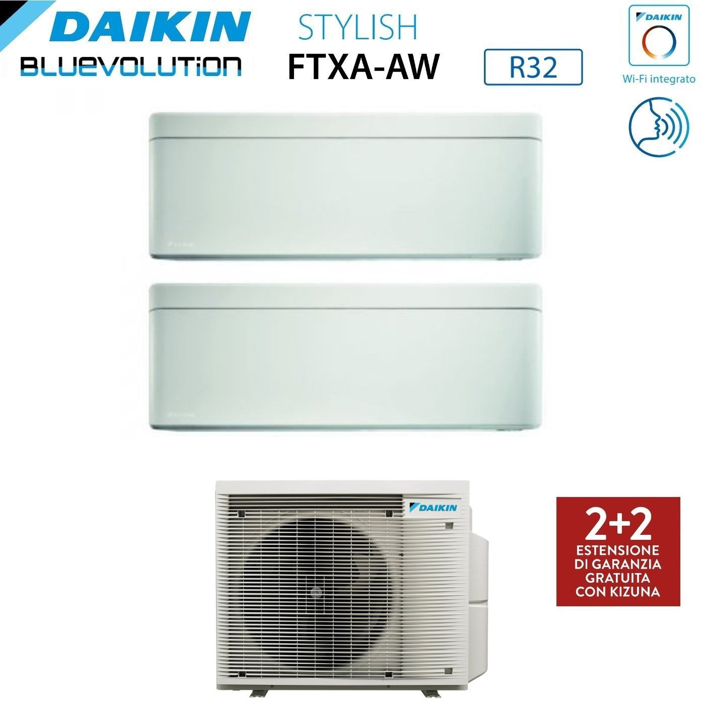Air conditioner dual-split Daikin Stylish White 5+15 with 2MXM50A R-32 built-in Wi-Fi white Garanzia Italiana