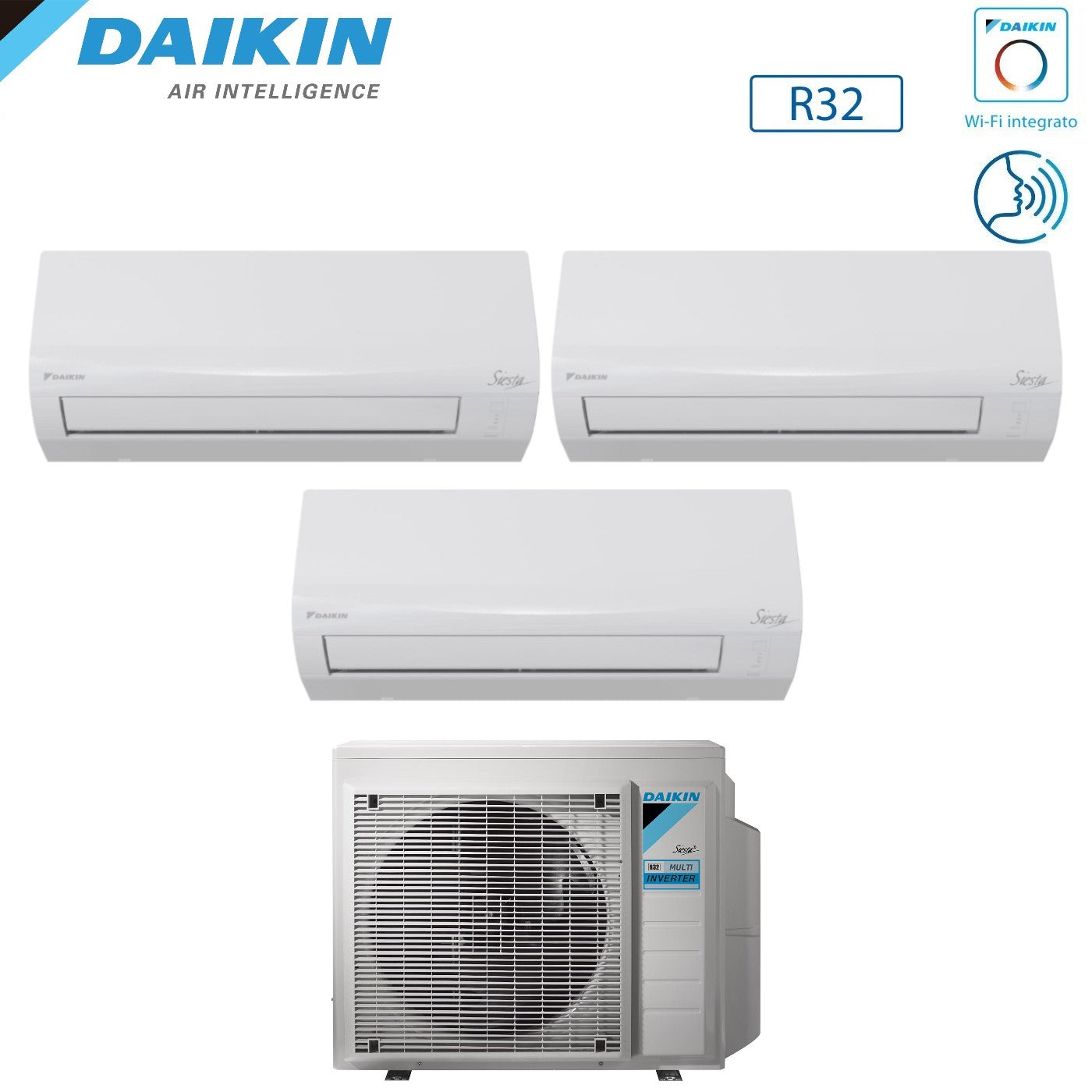 Air conditioner tri-split Daikin Inverter series SIESTA 9+9+9 with 3AMXF52A R-32 built-in Wi-Fi 9000+9000+9000