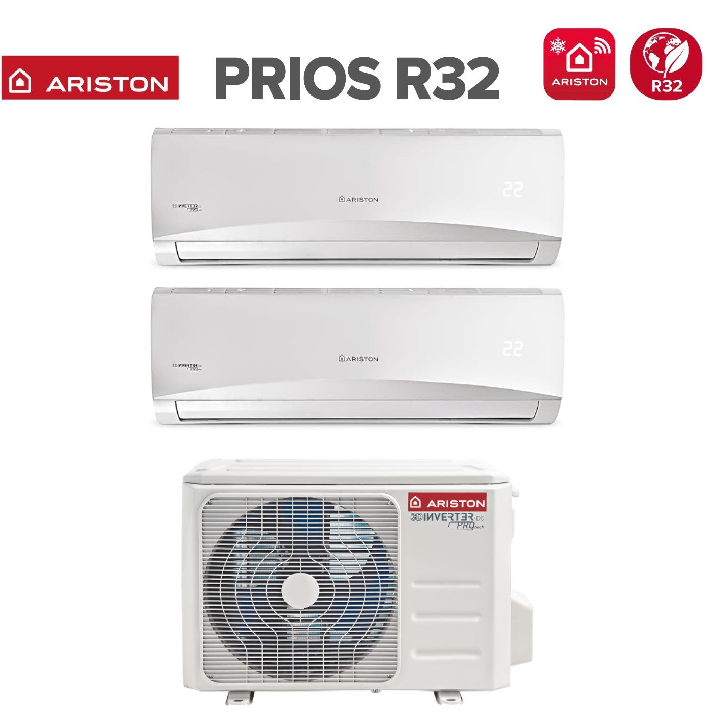 Air conditioner dual-split Ariston Prios 9+12 with Dual C 50 XD0-O R-32 optional Wi-Fi