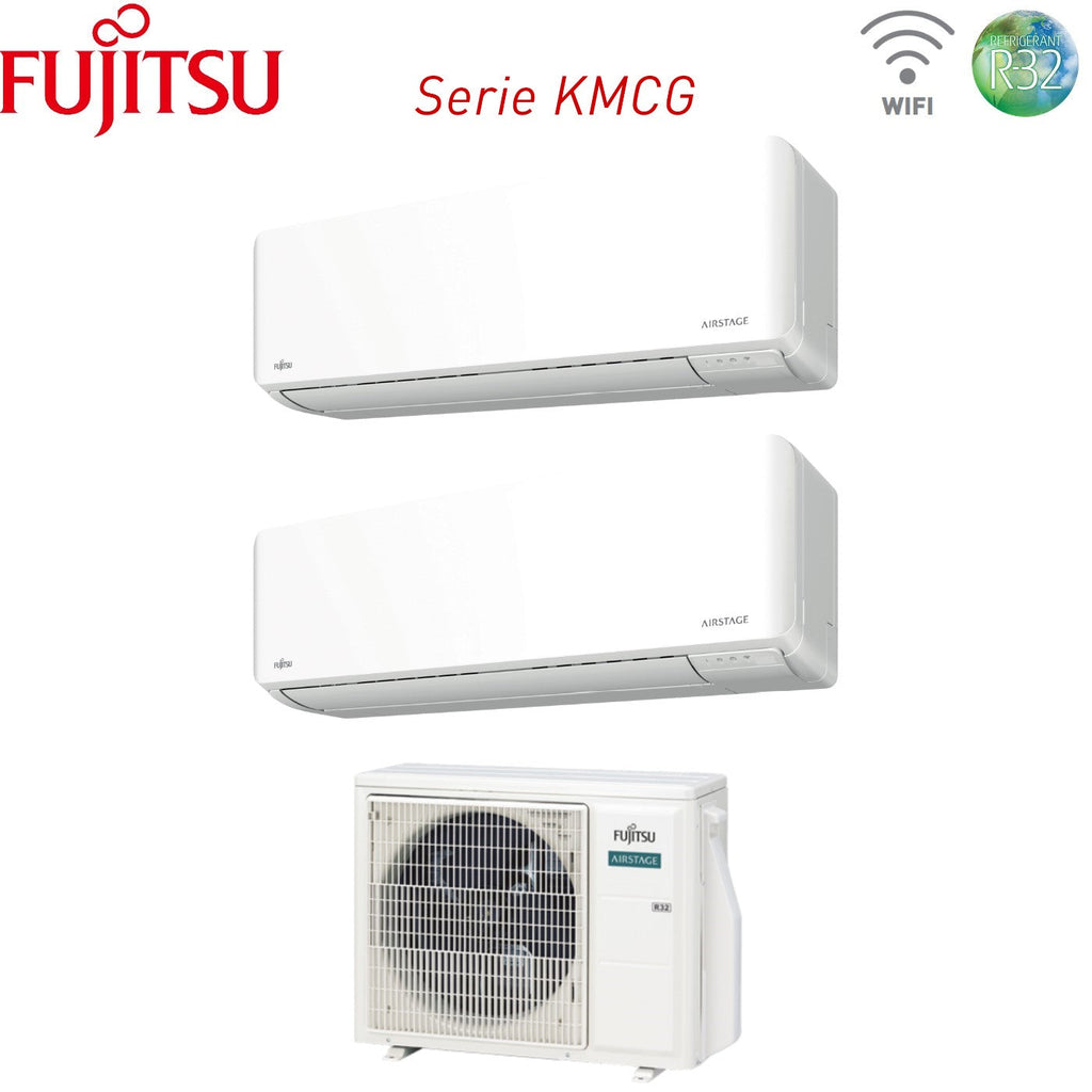 Air conditioner dual-split Fujitsu KM Airstage 7+7 with AOEG14KBCA2 R-32 built-in Wi-Fi