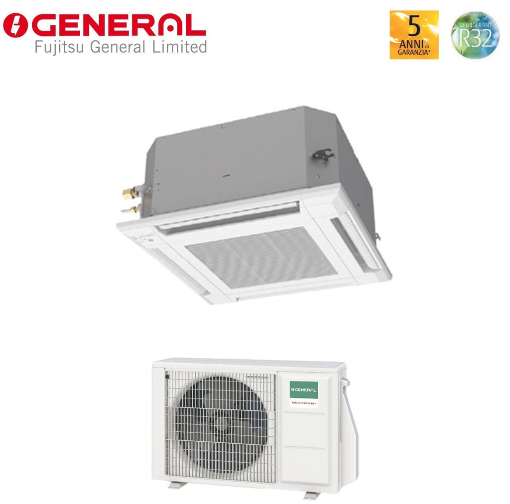 Air conditioner General Fujitsu Cassetta a 4 Vie Inverter series KVLA ECO 12000 Btu AUXG12KVLA-E R-32 optional Wi-Fi Griglia Inclusa
