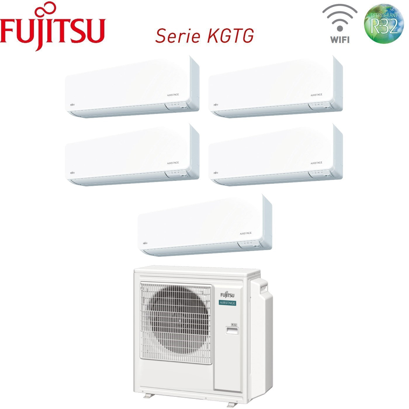 Fujitsu AOYG36KBTA5 Penta-split airconditioner KG-serie 9000+9000+9000+9000+12000