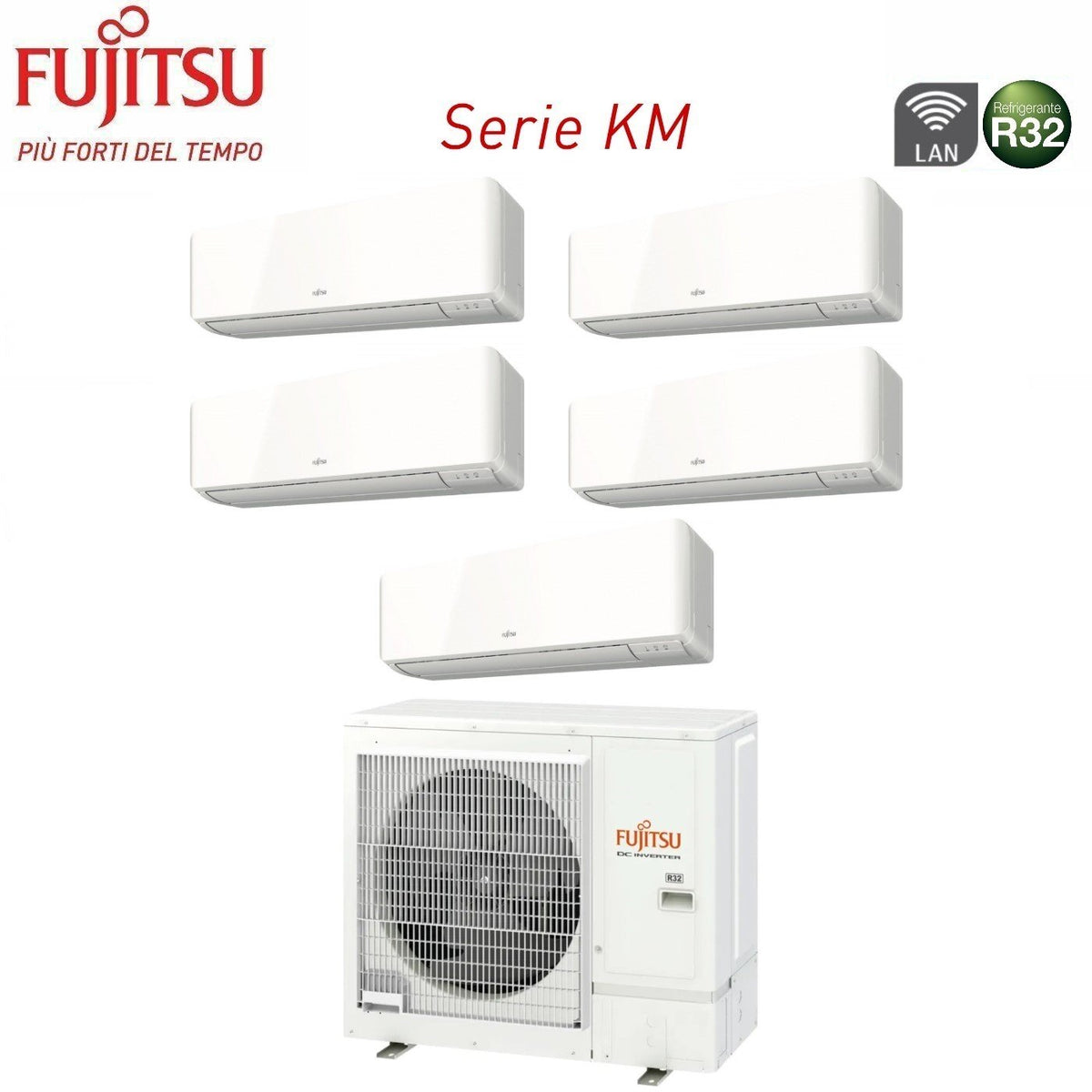 Fujitsu KM penta split airconditioner 9000+9000+12000+12000+12000 BTU AOYG36KBTA5 R32 Wi‑Fi
