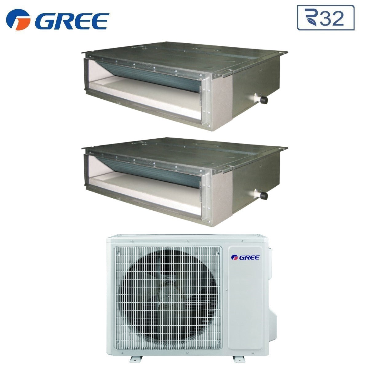 Gree Ducted Air Conditioner Dual Split Inverter 9+12 with GWHD(24)NK6OO R-32 9000+12000