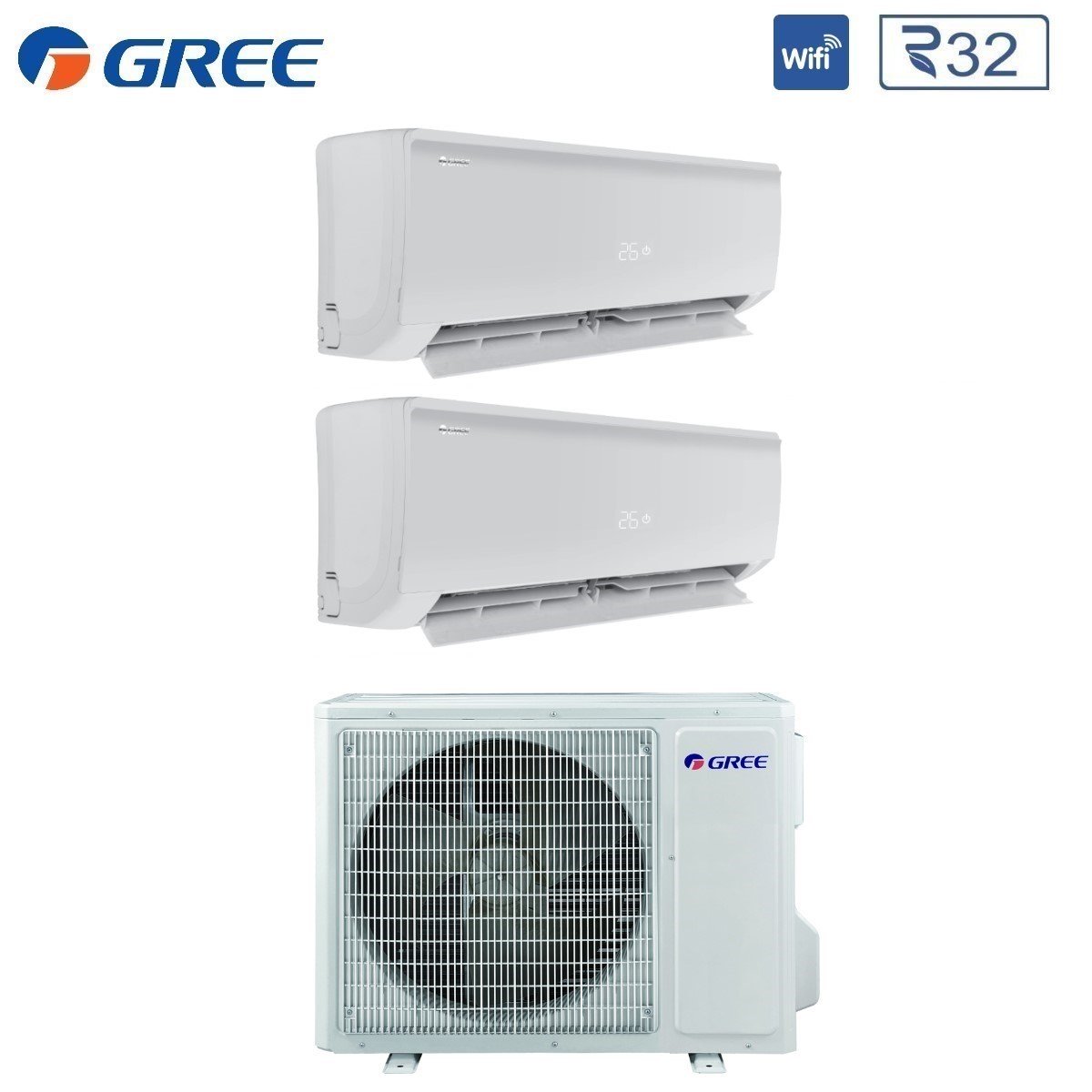 Air conditioner dual-split Gree Bora Plus 12+12 with GWHD(18)NK6OO R-32 optional Wi-Fi