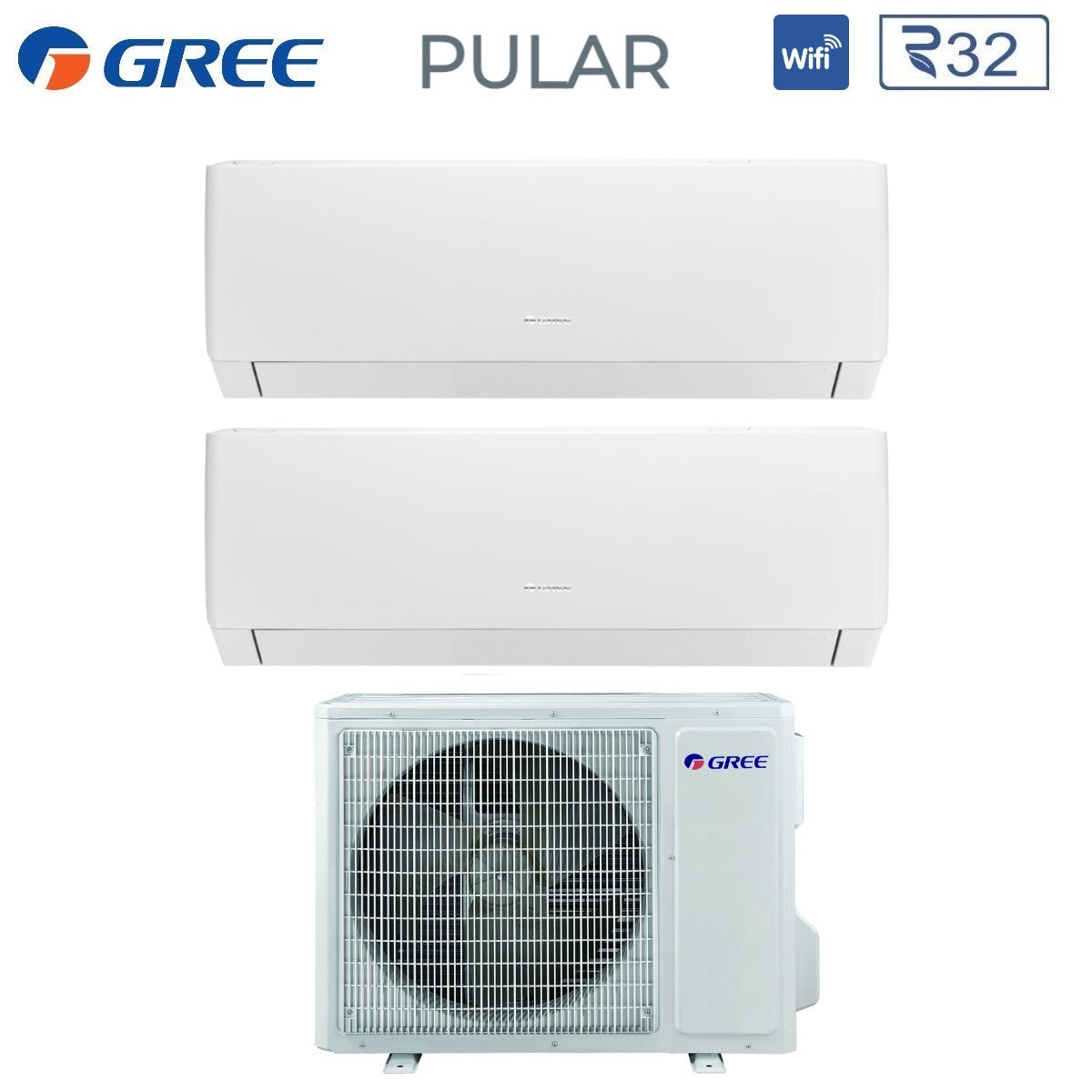 Air conditioner dual-split Gree Pular 12+12 with GWHD(18)NK6NO R-32 built-in Wi-Fi