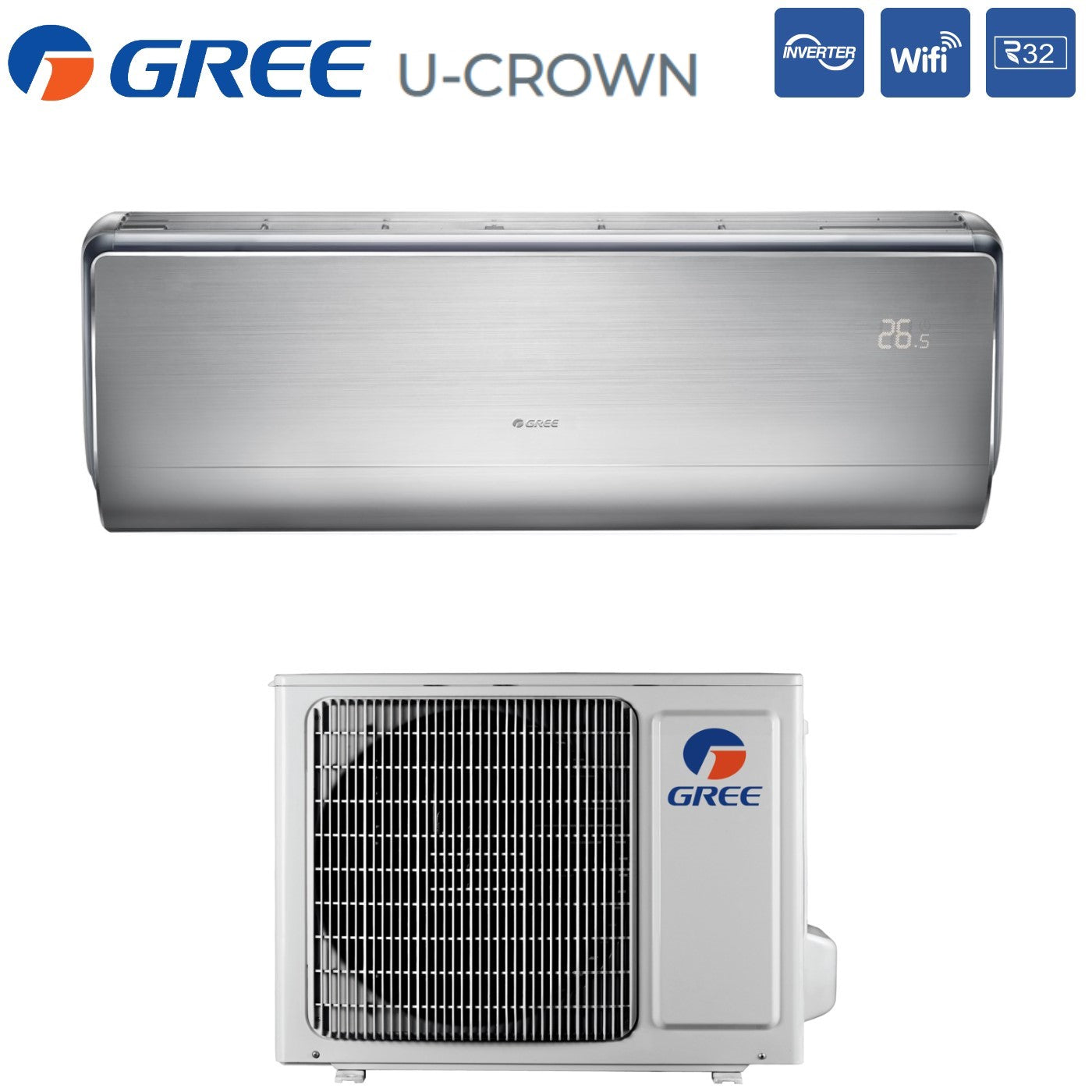 Gree Inverter Air Conditioner U-CROWN series 9000 Btu GWH09UB-K6DNA4A R-32 Integrated Wi-Fi - New
