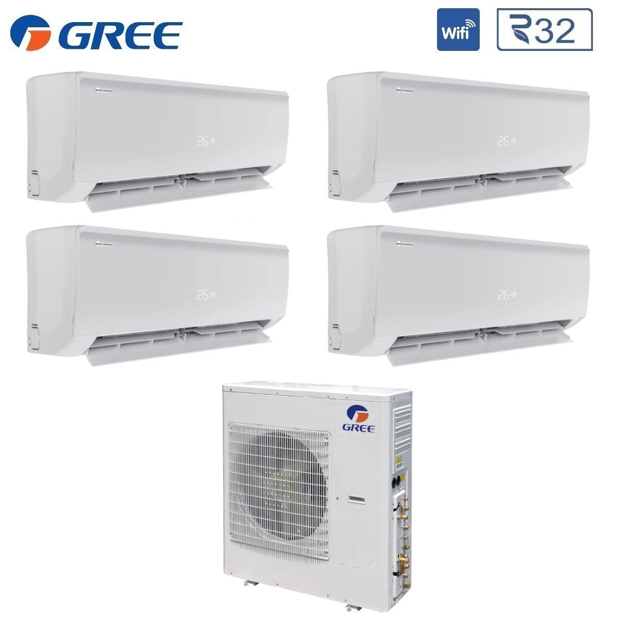 Gree 9+9+9+9 BTU Quad-Split Air Conditioner Inverter R-32 Wi-Fi optional | NK6OO