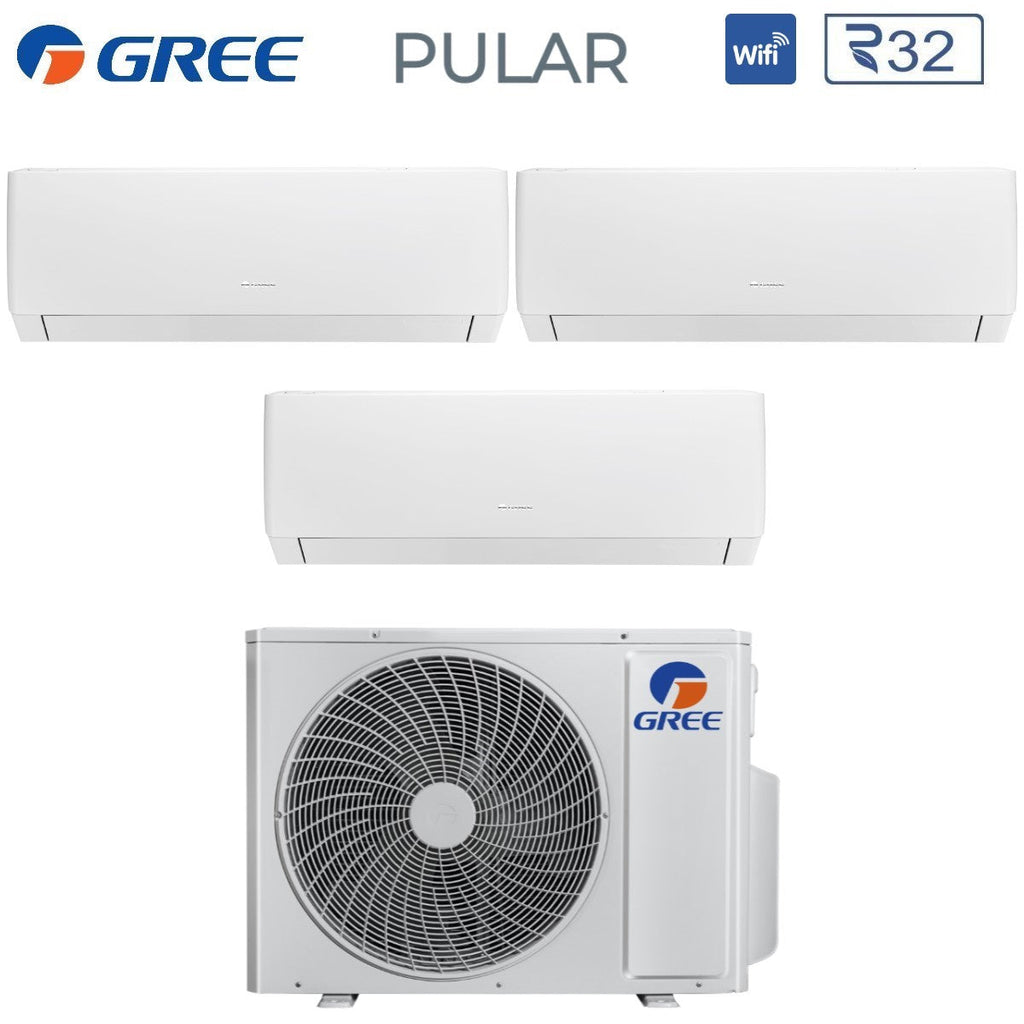 Air conditioner tri-split Gree Inverter series PULAR 12+12+12 with GWHD(24)NK6OO R-32 built-in Wi-Fi 12000+12000+12000