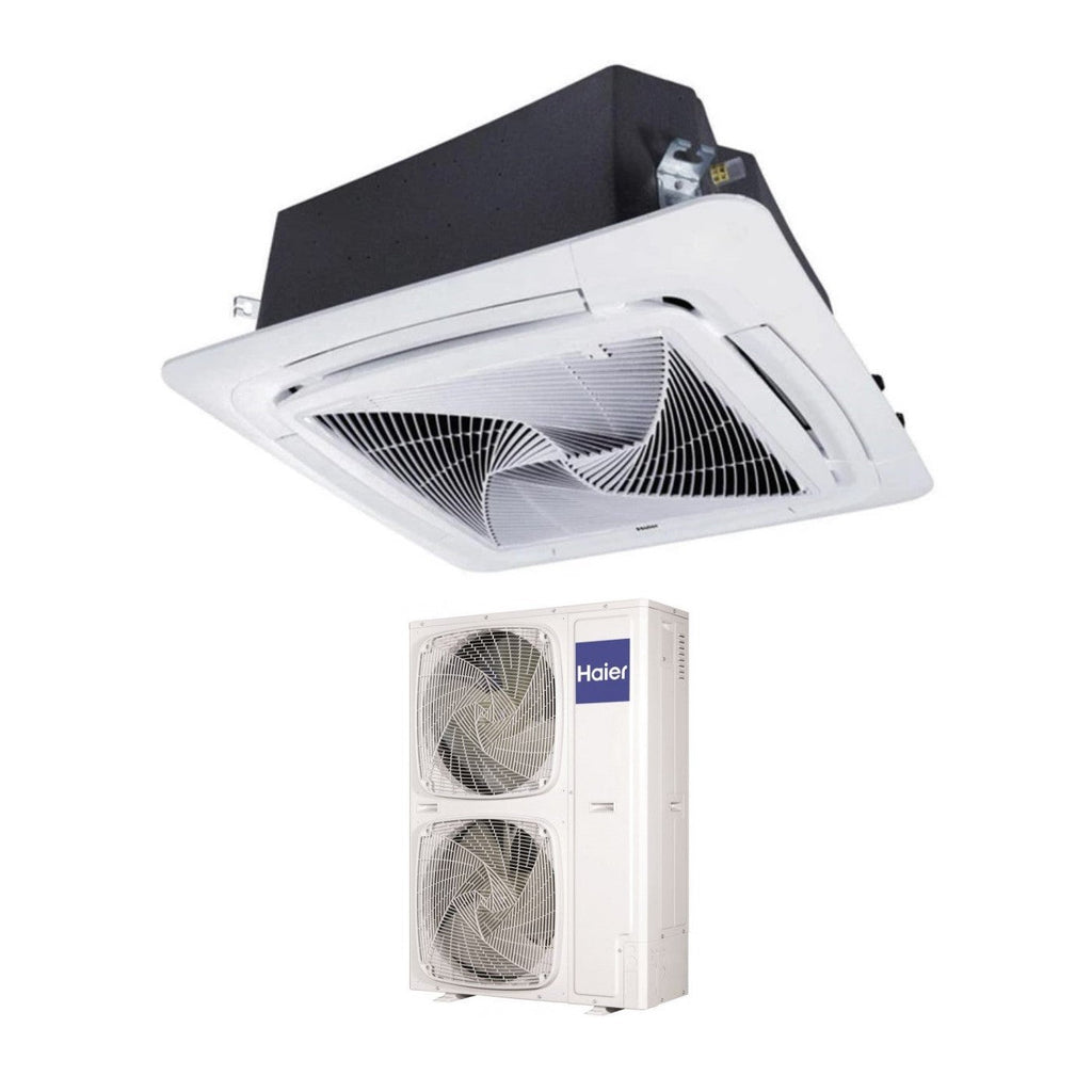 Haier Air Conditioner Cassette 90x90 Round Flow 60000 Btu ABH160K1ERG Three-Phase R-32 Wi-Fi Optional with No Sensor Panel Included Haier YR-E16B wired control