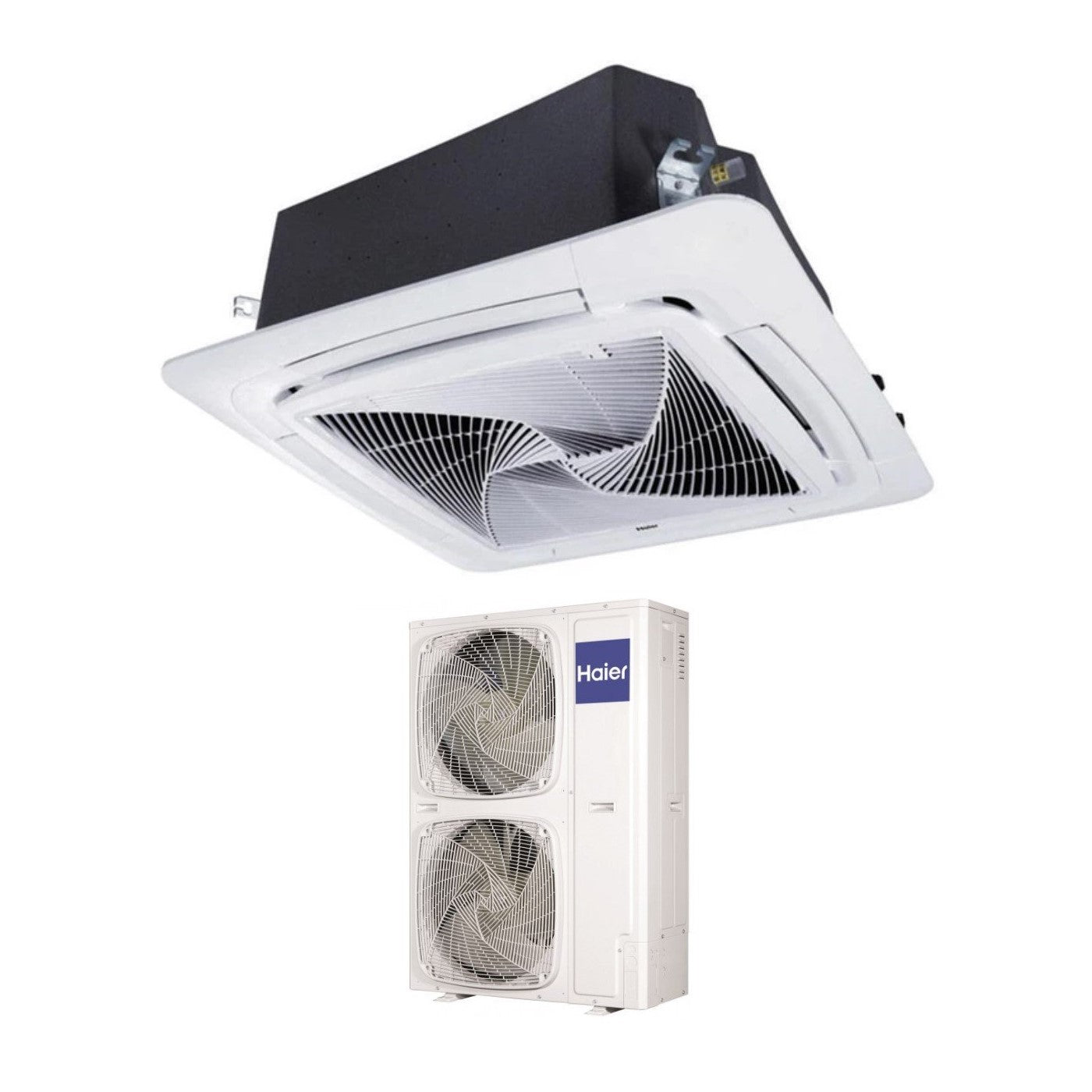 Haier Air Conditioner Cassette 90x90 Round Flow 60000 Btu ABH160K1ERG Three-Phase R-32 Wi-Fi Optional with No Sensor Panel Included Haier YR-E16B wired control