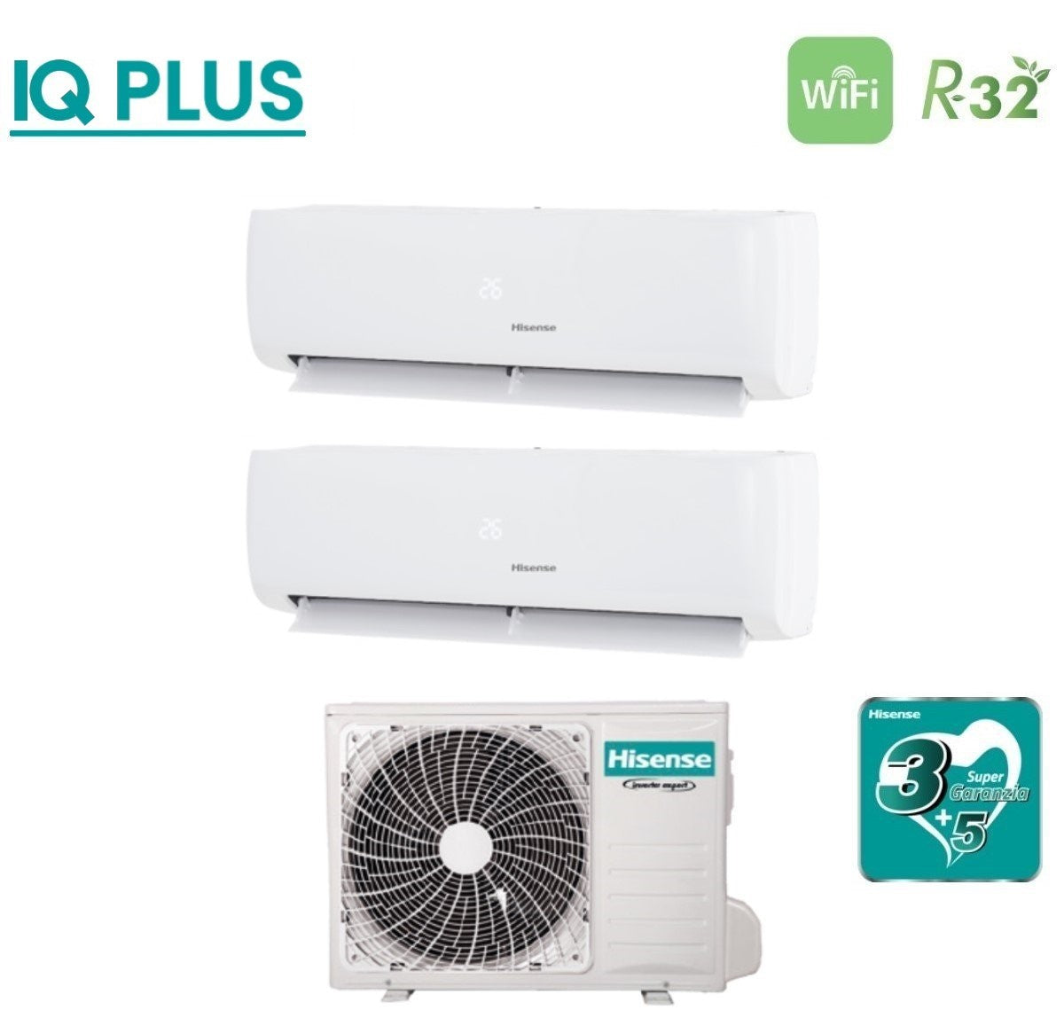 Air conditioner dual-split Hisense IQ Plus 9+9 with 2AMW42U4RGC R-32 built-in Wi-Fi 9000+9000