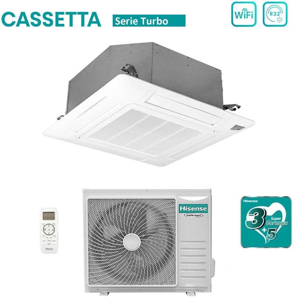 Hisense Inverter Cassette Air Conditioner TURBO series 24000 Btu ACT71UR4RJC8 + AUW71U4RK8 R-32 Optional Wi-Fi Class A++/A+ with Remote Control and Panel Included