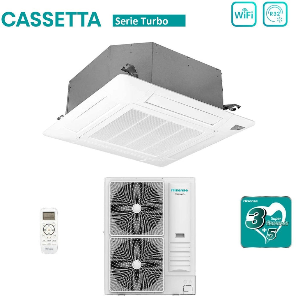 Hisense Inverter Cassette Air Conditioner TURBO series 48000 Btu AUC140UR4RKC8 + AUW140U6RN8 R-32 Wi-Fi Optional with Remote Control and Panel Included