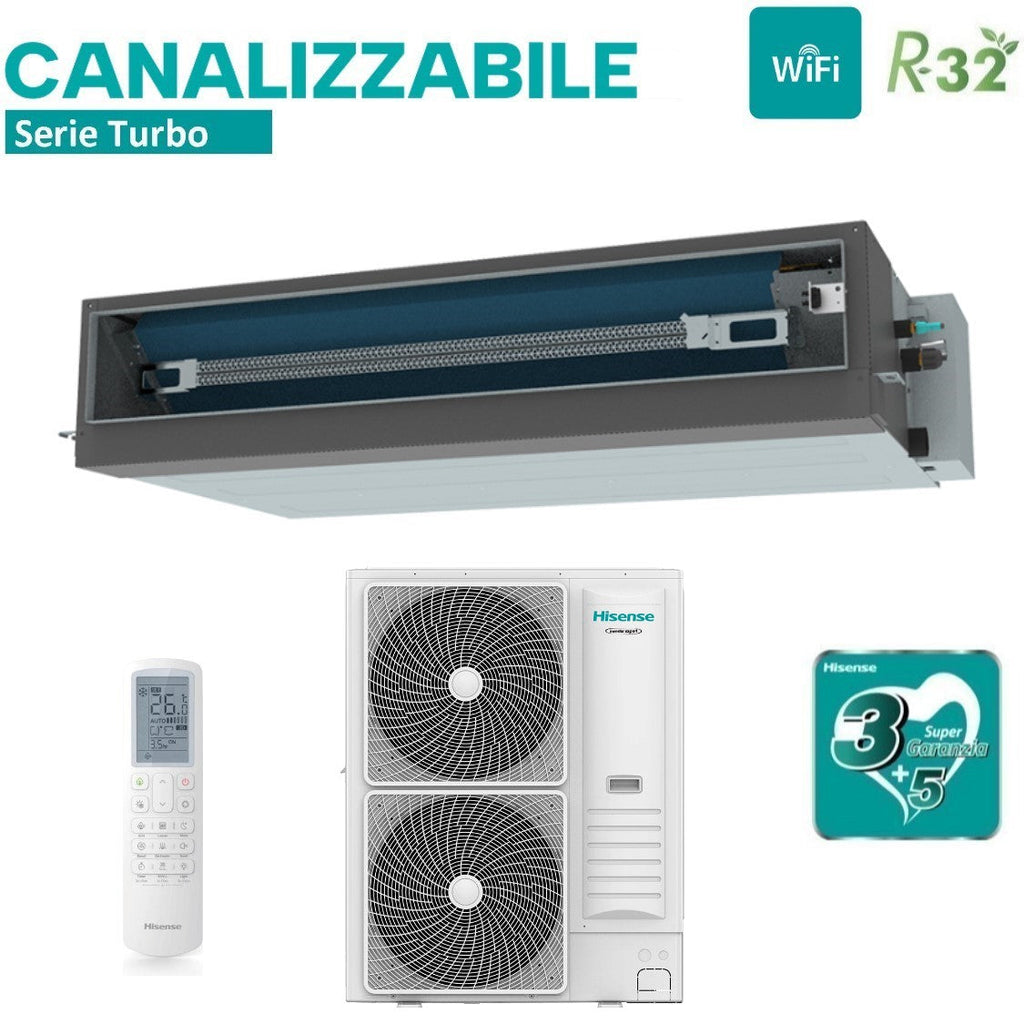 Hisense Ducted Inverter Air Conditioning TURBO series 48000 Btu AUD140UX4REH8 + AUW140U6RN8 R-32 Wi-Fi Optional with Remote Control and Wired Control as standard