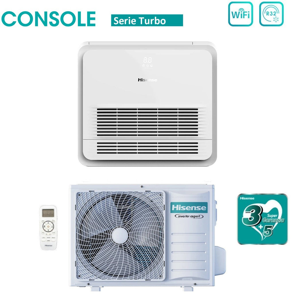 Air conditioner Hisense Inverter Console series TURBO 12000 Btu AKT35UR4RK8 + AUW35U4RS8 R-32 optional Wi-Fi Classe A++/A++ with Telecomando di series Incluso