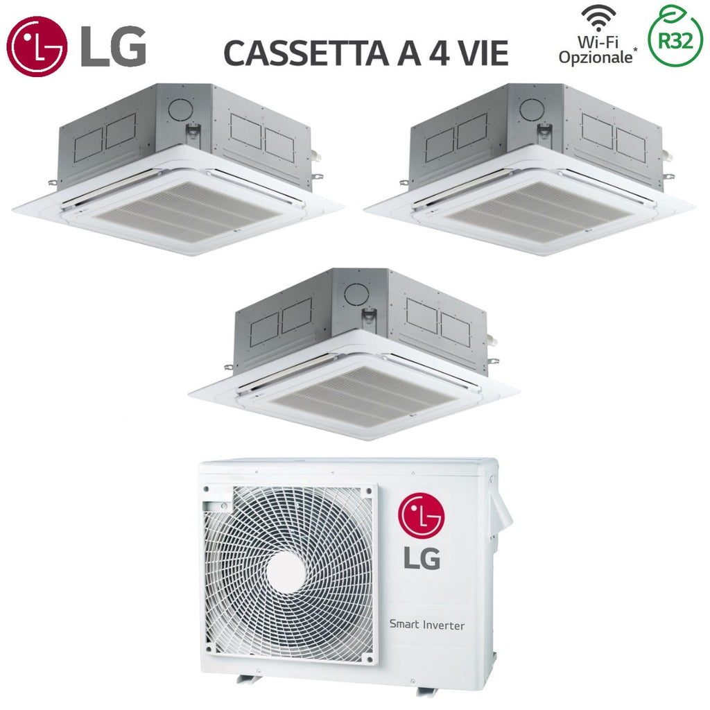 Air conditioner tri-split LG Inverter a Cassetta 12+12+12 with MU3R21 R-32 optional Wi-Fi 12000+12000+12000 with Griglia Inclusa