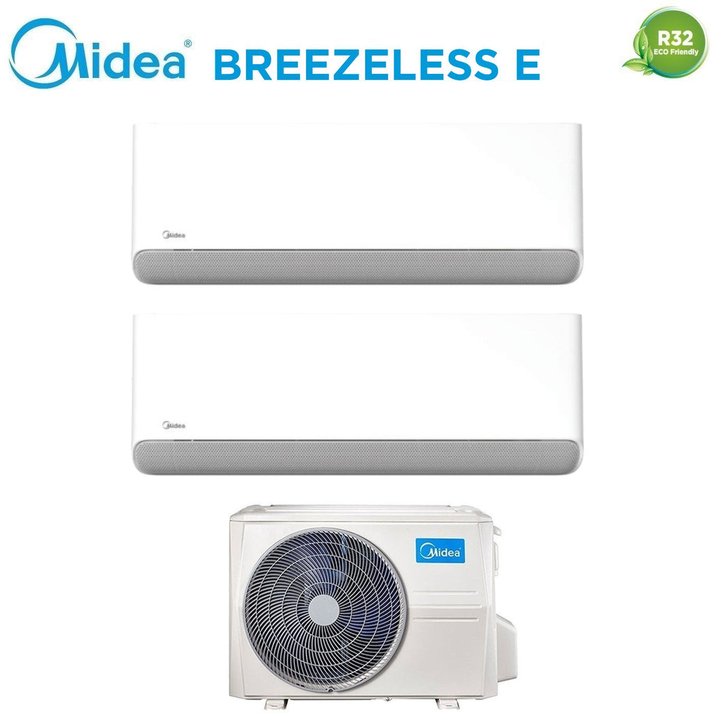 Midea Dual Split Inverter Air Conditioner BreezeleSS E 9+12 series with M2OE-18HFN8-Q R-32 Integrated Wi-Fi 9000+12000