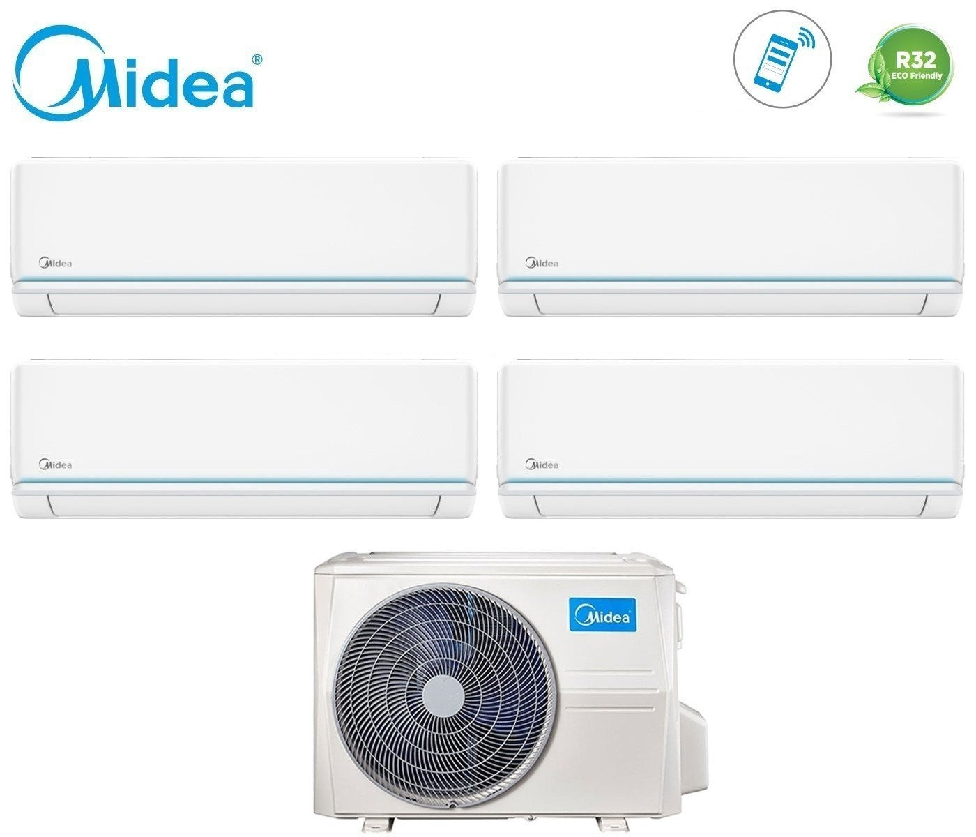 Air conditioner quad-split Midea Evolution 9+9+9+9 with M40B-36HFN8 R-32 built-in Wi-Fi