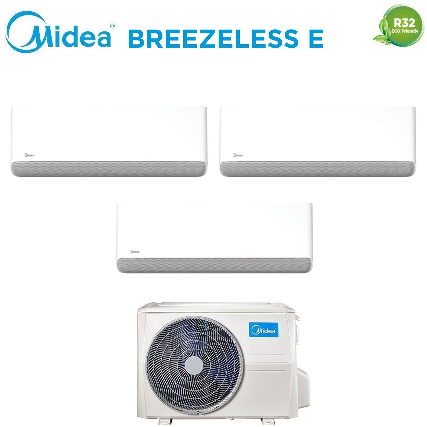 Midea Trial Split Inverter Air Conditioner BREEZELESS E 9+9+9 series with M3OG-21HFN8-Q R-32 Integrated Wi-Fi 9000+9000+9000