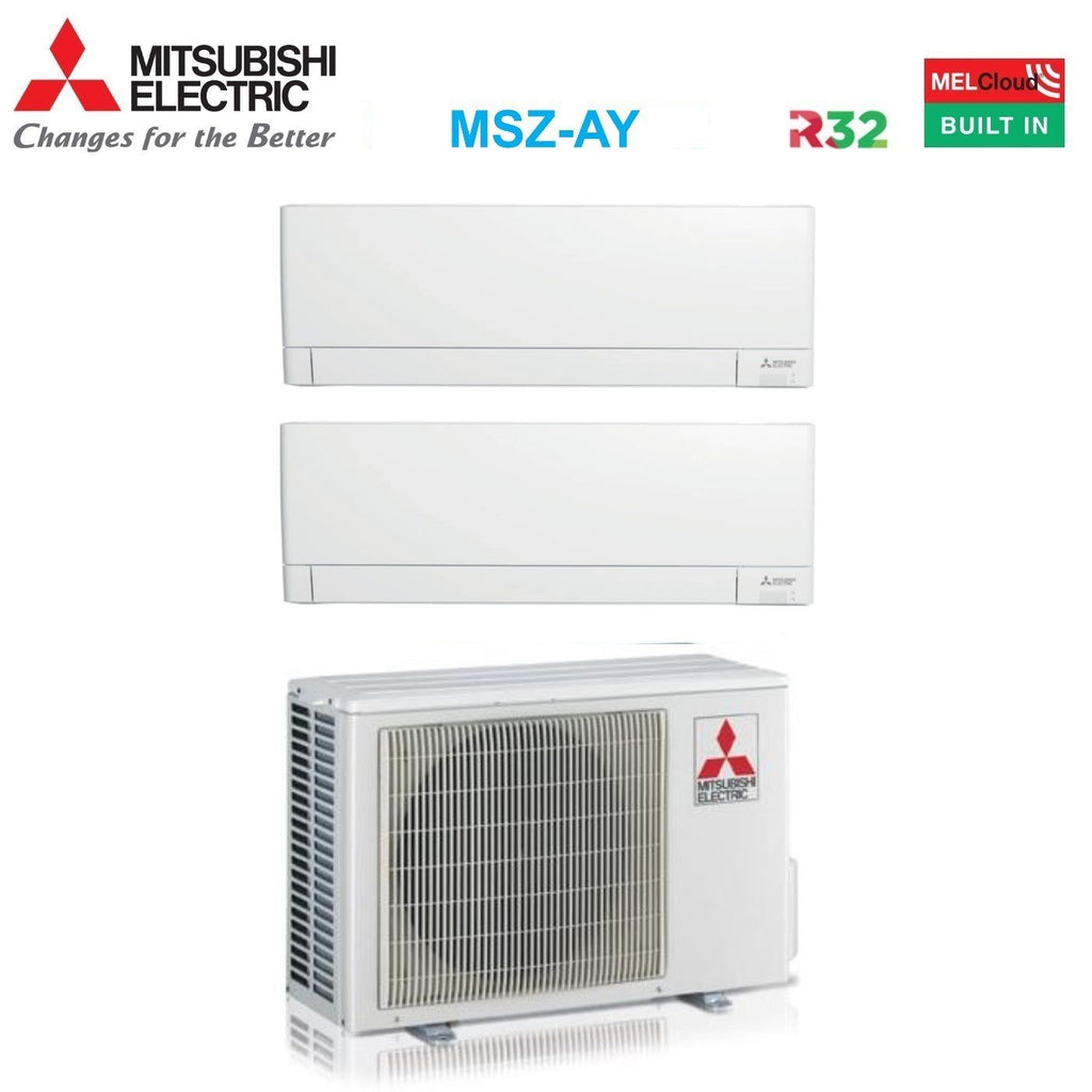 Mitsubishi Electric Dual Split Inverter Air Conditioner Plus Line MSZ-AY 12+12 series with MXZ-2F53VF R-32 Integrated Wi-Fi 12000+12000