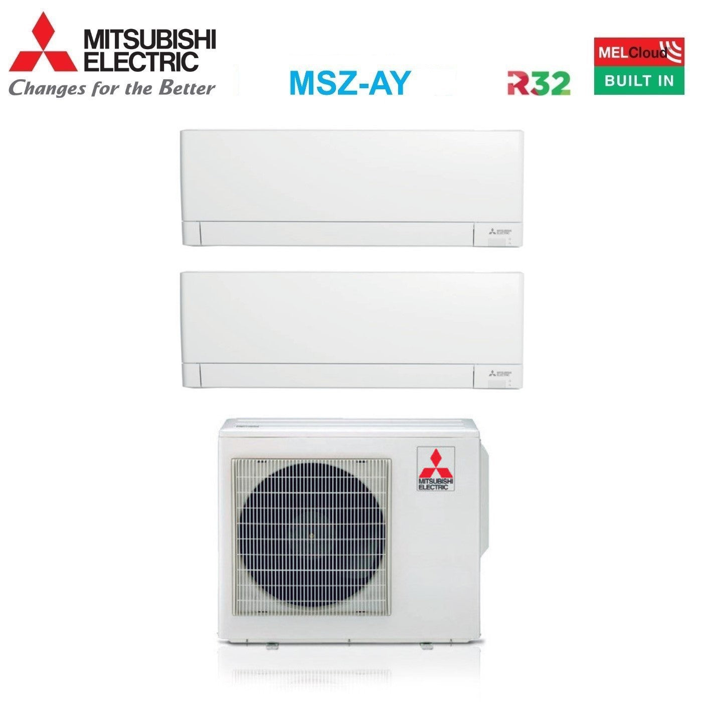 Mitsubishi Electric 12+12 BTU Dual-Split Air Conditioner R-32 Wi-Fi Built-in | MXZ-4F72VF