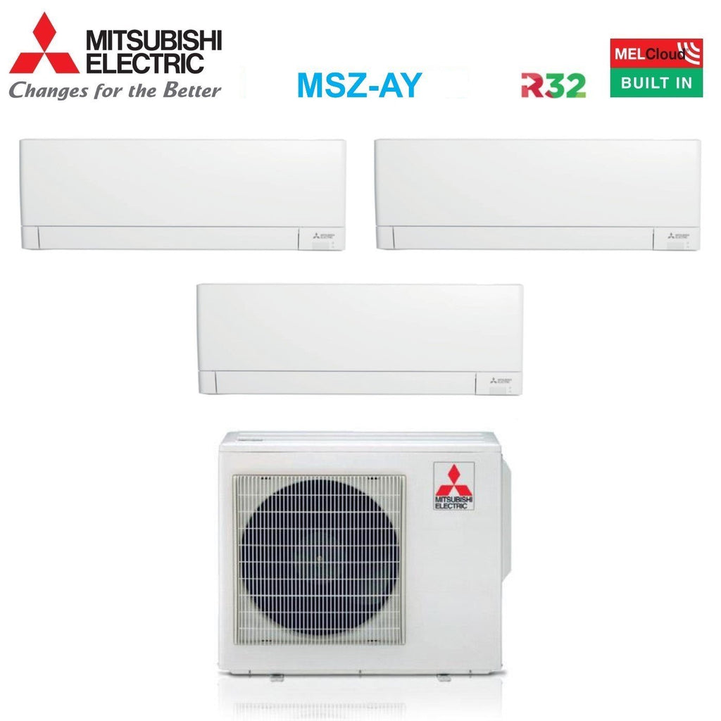 Mitsubishi Electric Trial Split Inverter Air Conditioner Plus Line MSZ-AY series 9+9+15 btu with MXZ-3F54VF Integrated Wi-Fi R-32 9000+9000+15000 A+++