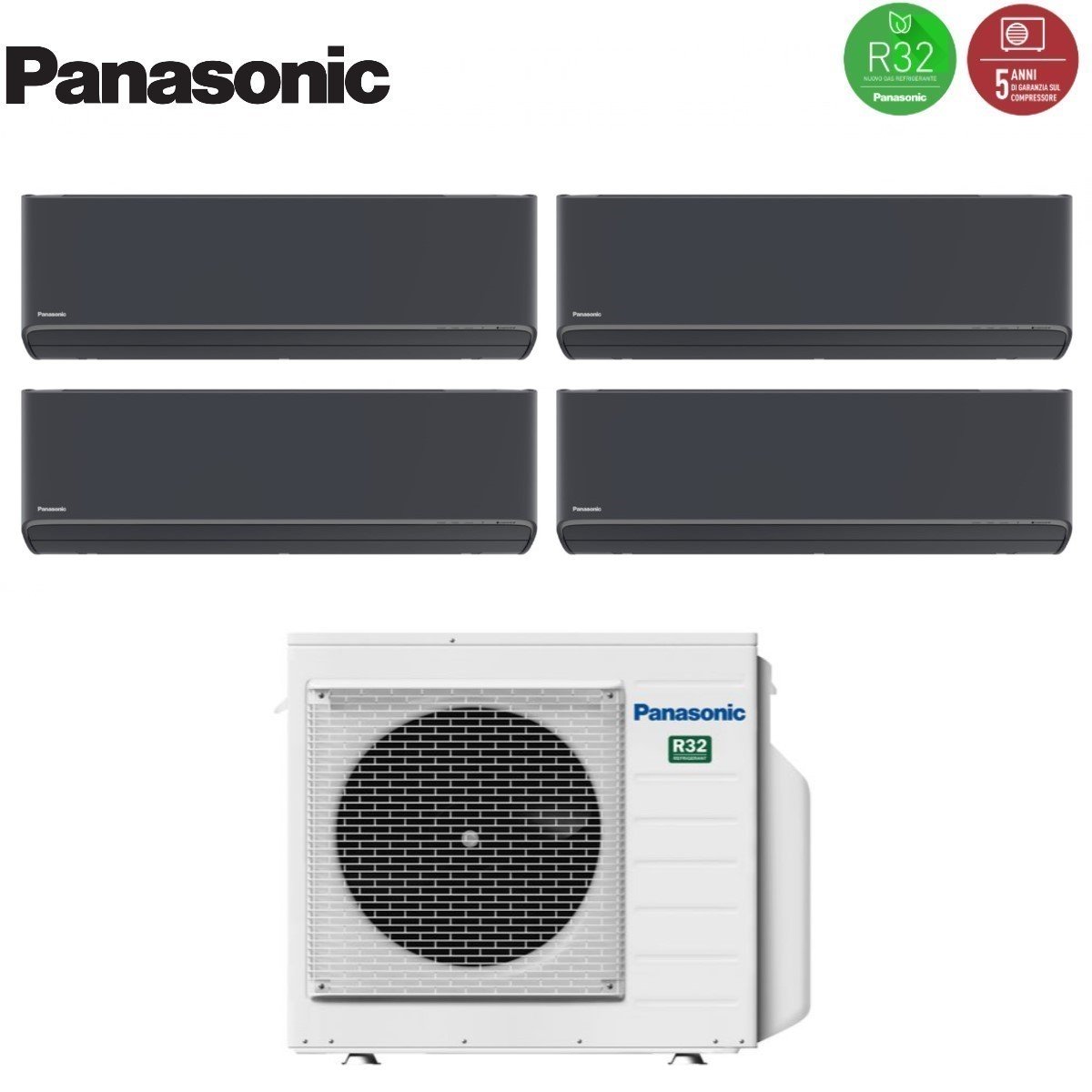 Air conditioner quad-split Panasonic Etherea Dark 7+7+9+12 with CU-4Z68TBE R-32 built-in Wi-Fi