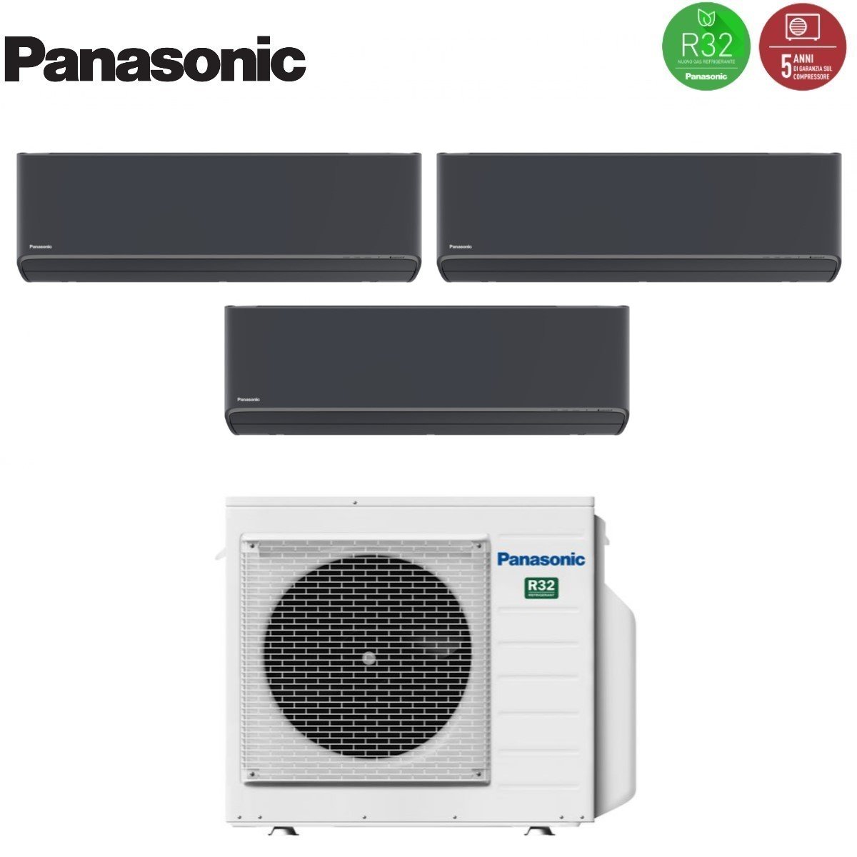 Air conditioner tri-split Panasonic Etherea Dark 7+12+12 with CU-3Z68TBE R-32 built-in Wi-Fi