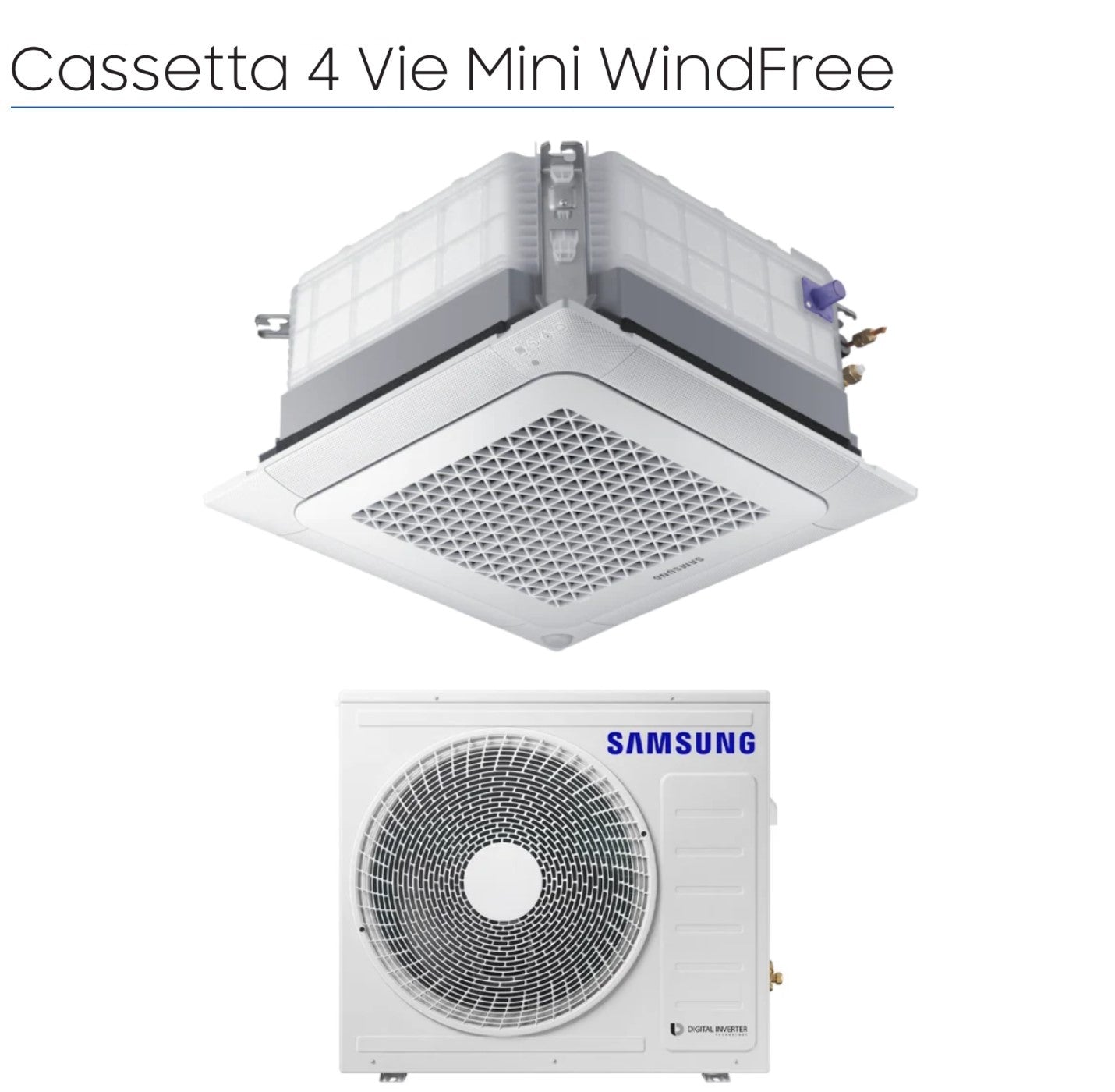 Air conditioner Samsung Mini Cassetta 4 Vie Windfree 24000 Btu AC071RNNDKG R-32 optional Wi-Fi with Pannello Incluso