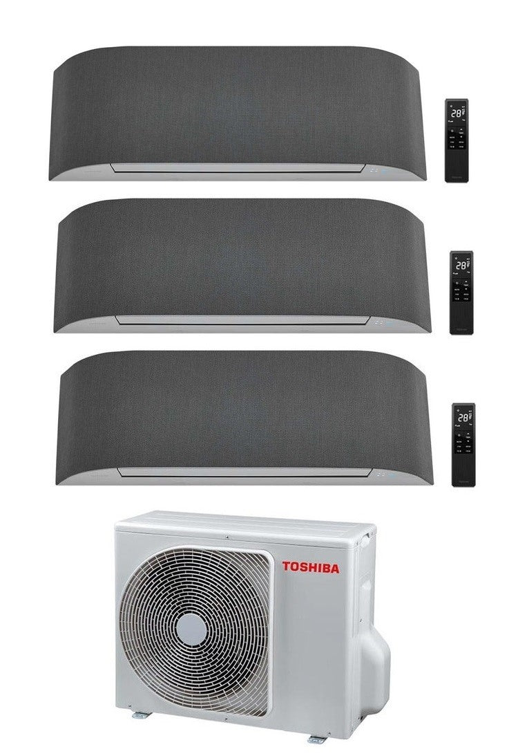 Toshiba Trial Split Inverter Air Conditioner HAORI series 10000+10000+13000 (9000+9000+12000) with RAS-3M18U2AVG-E Integrated Wi-Fi Light Grey/Dark Gray 10+10+13 (9+9+12) - NEW Dark gray