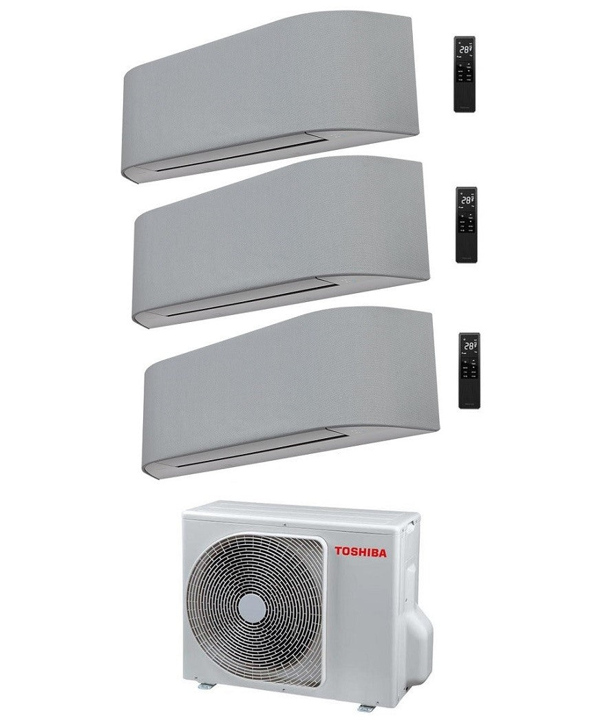 Air conditioner tri-split Toshiba Inverter series HAORI 10000+10000+16000 (9000+9000+15000) with RAS-3M18U2AVG-E built-in Wi-Fi Grigio Chiaro/Grigio Scuro 10+10+16 (9+9+15) - NOVITA' Grigio Chiaro