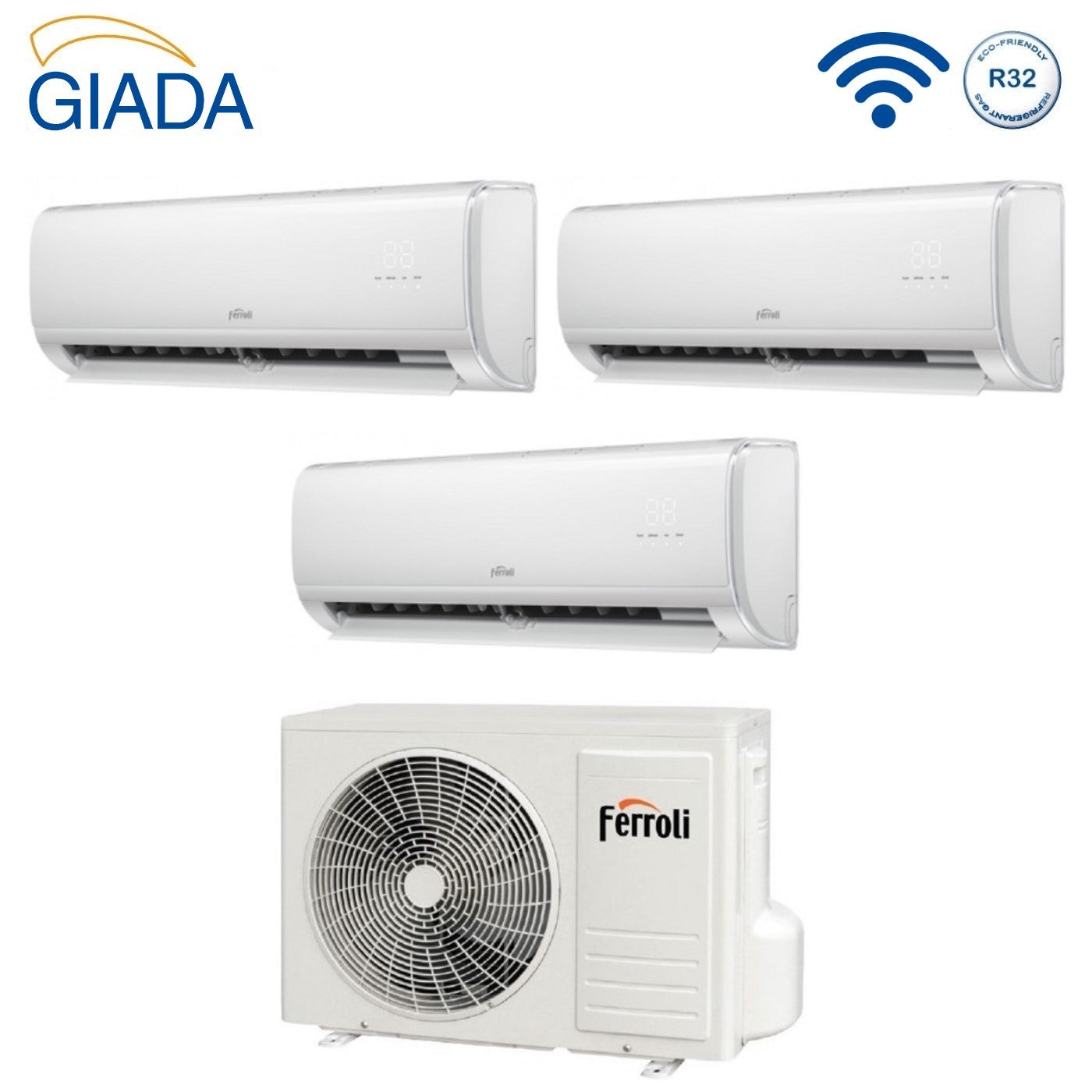Trial Split Inverter Air Conditioning Ferroli Giada M 9000+9000+12000 btu with 27-3 Integrated Wi-Fi Alexa and Google HOME 9+9+12 - NEW
