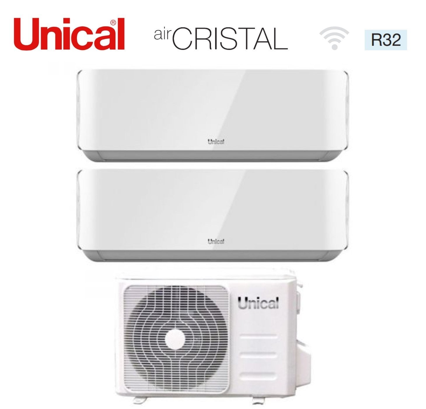 Air conditioner dual-split Unical Air Cristal 13+13 (12+12) with XMX3 21HE R-32 optional Wi-Fi