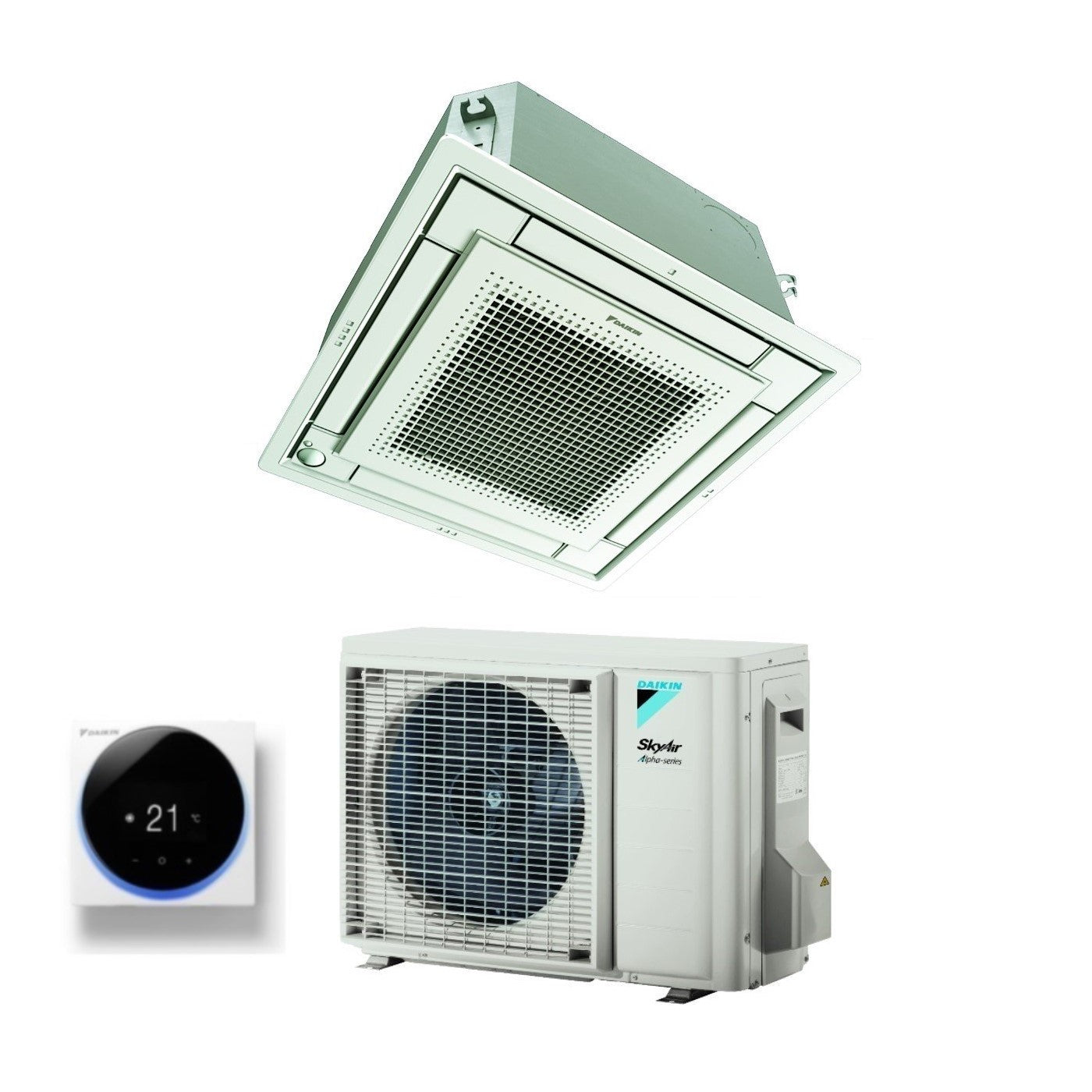 Daikin Fully Flat Cassette Air Conditioner 12000 BTU FFA35A9 + RZAG35A R-32 Optional Wi-Fi with Wired Control and Grille Included