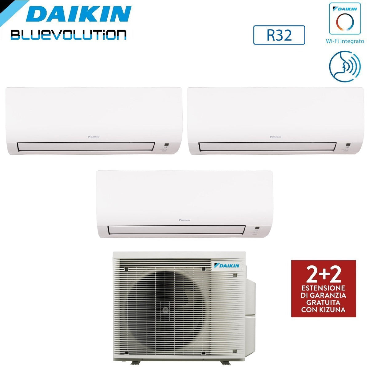 Daikin Comfora Trial-split airconditioner 9+9+12 met 3MXM52A R-32 Wi‑Fi geïntegreerd