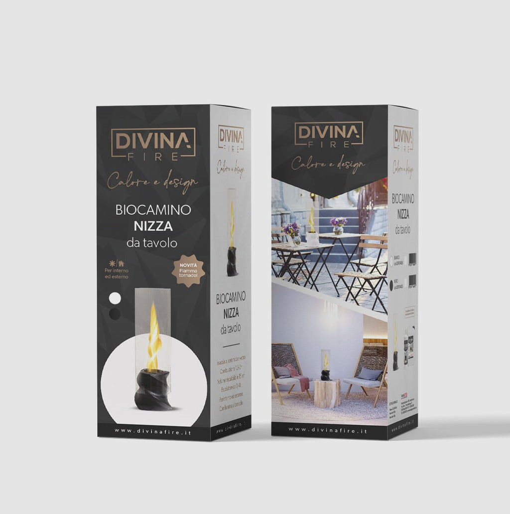 Divina Fire NIZZA bio-ethanol tafelhaard zwart Ø14,5 x H46,5 cm
