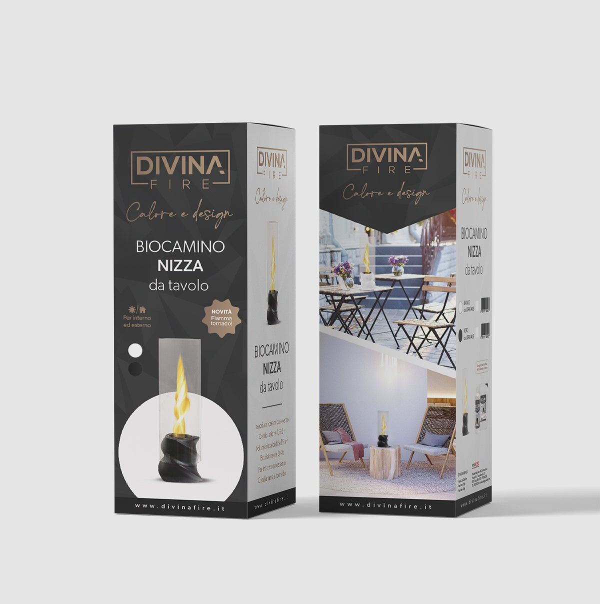 Divina Fire NIZZA bio-ethanol tafelhaard zwart Ø14,5 x H46,5 cm