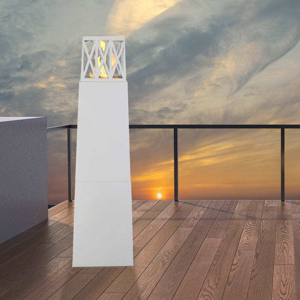 Divina Fire Vulcano bio-ethanol buitenhaard 40x40x145 cm wit