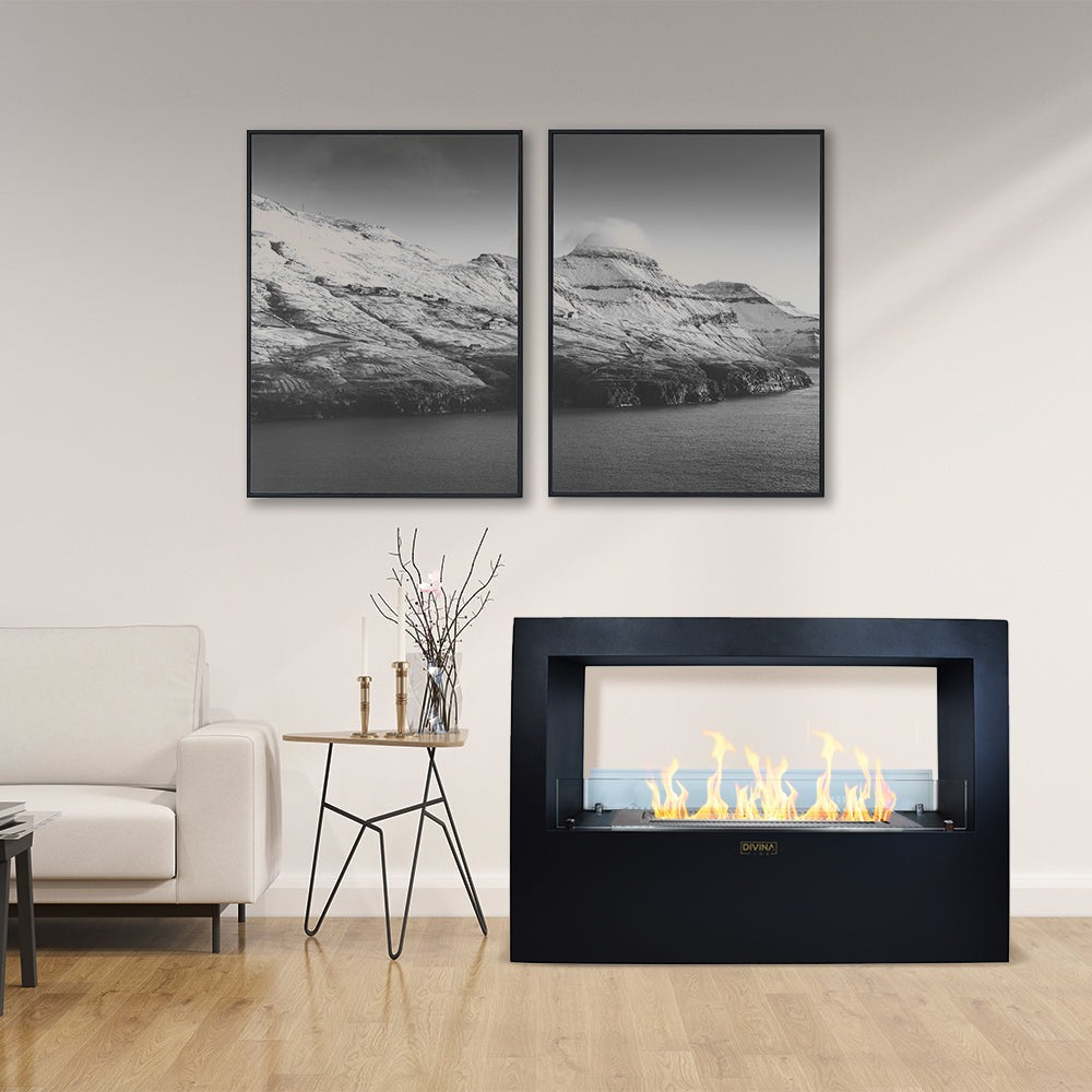 Divina Fire GIOTTO S bio-ethanol haard zwart 100x30x70 cm