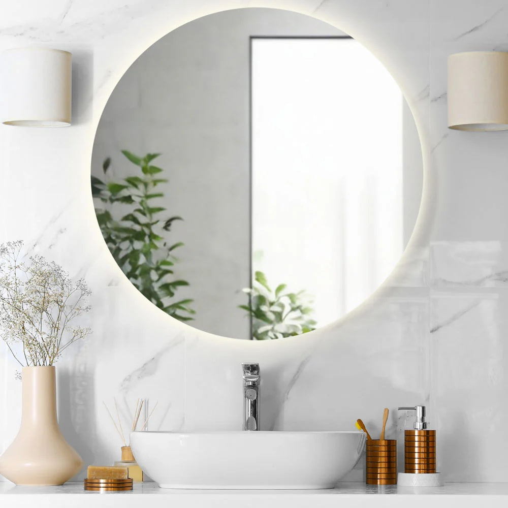 Specchio da bagno rotondo retroilluminato tondo Ø90 cm LUNA Made in Italy