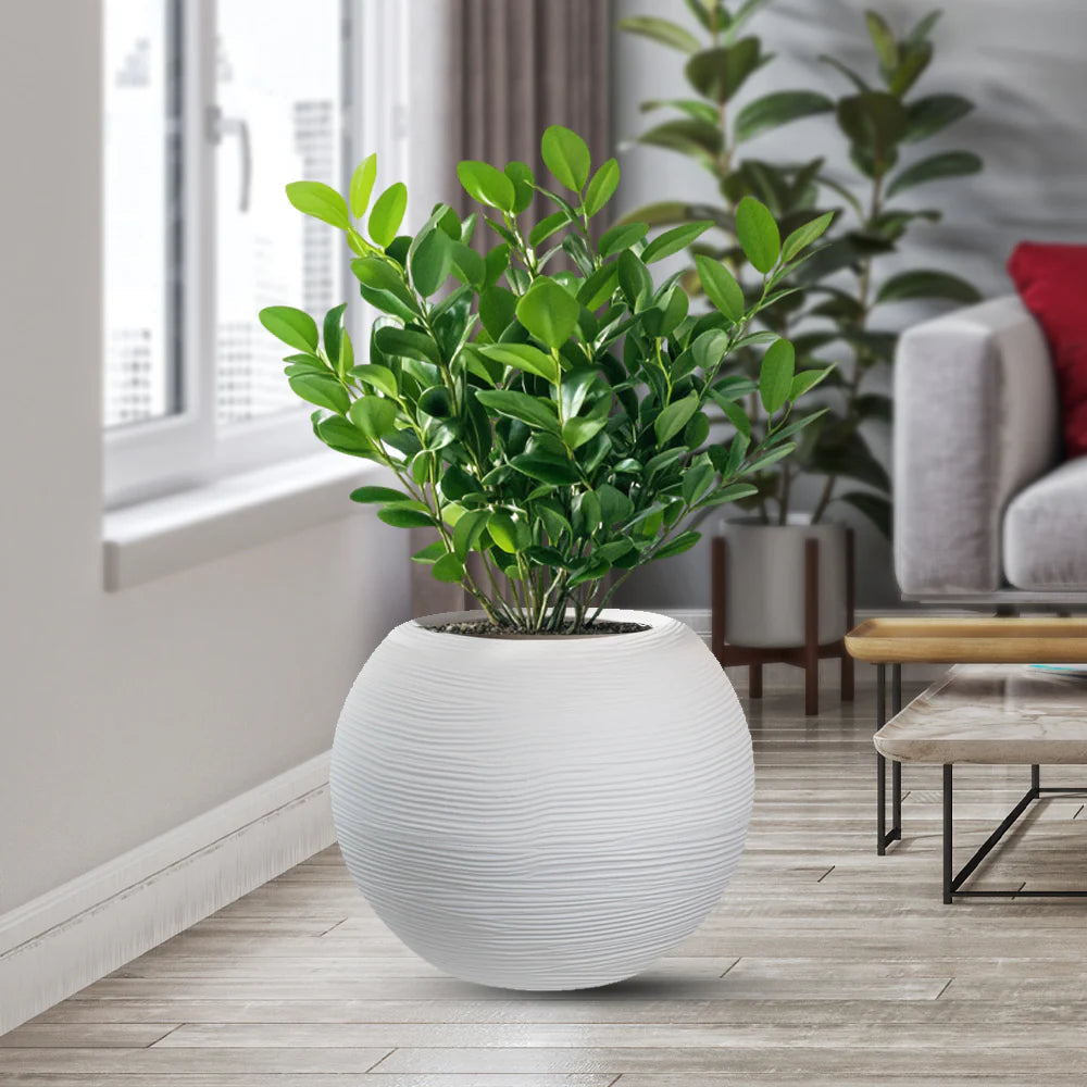 Vaso in resina da esterno interno per piante tondo a sfera di design d.40x33h Botticelli white