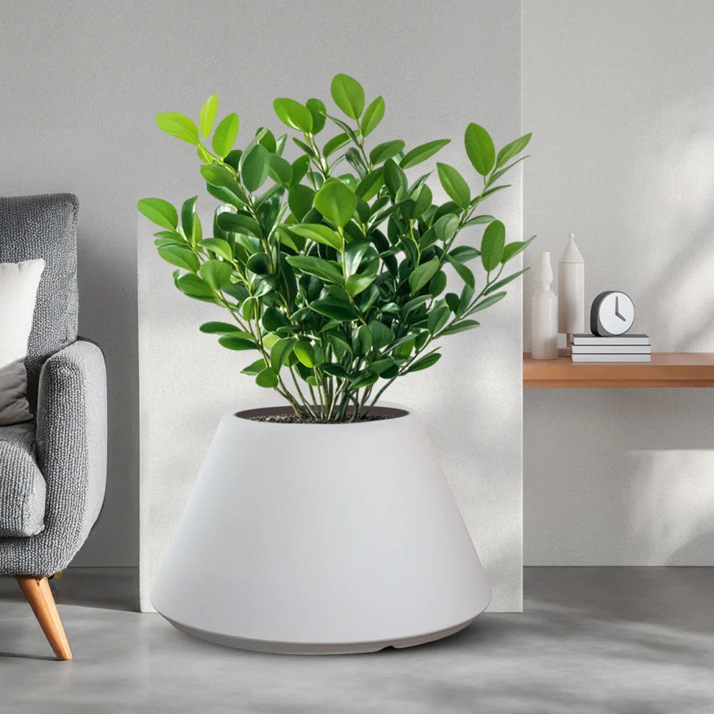 Vaso in resina da esterno interno per piante tondo conico design d.60x35h Stromboli white