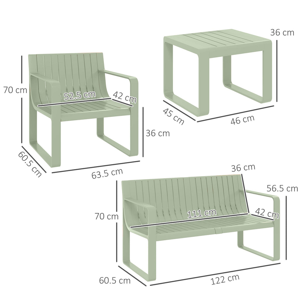AREA OCCASIONI 2529 EasyComfort Set da Giardino 5 Pezzi a Doghe con Divanetto, 2 Poltroncine e 2 Tavolini in Polipropilene Verde