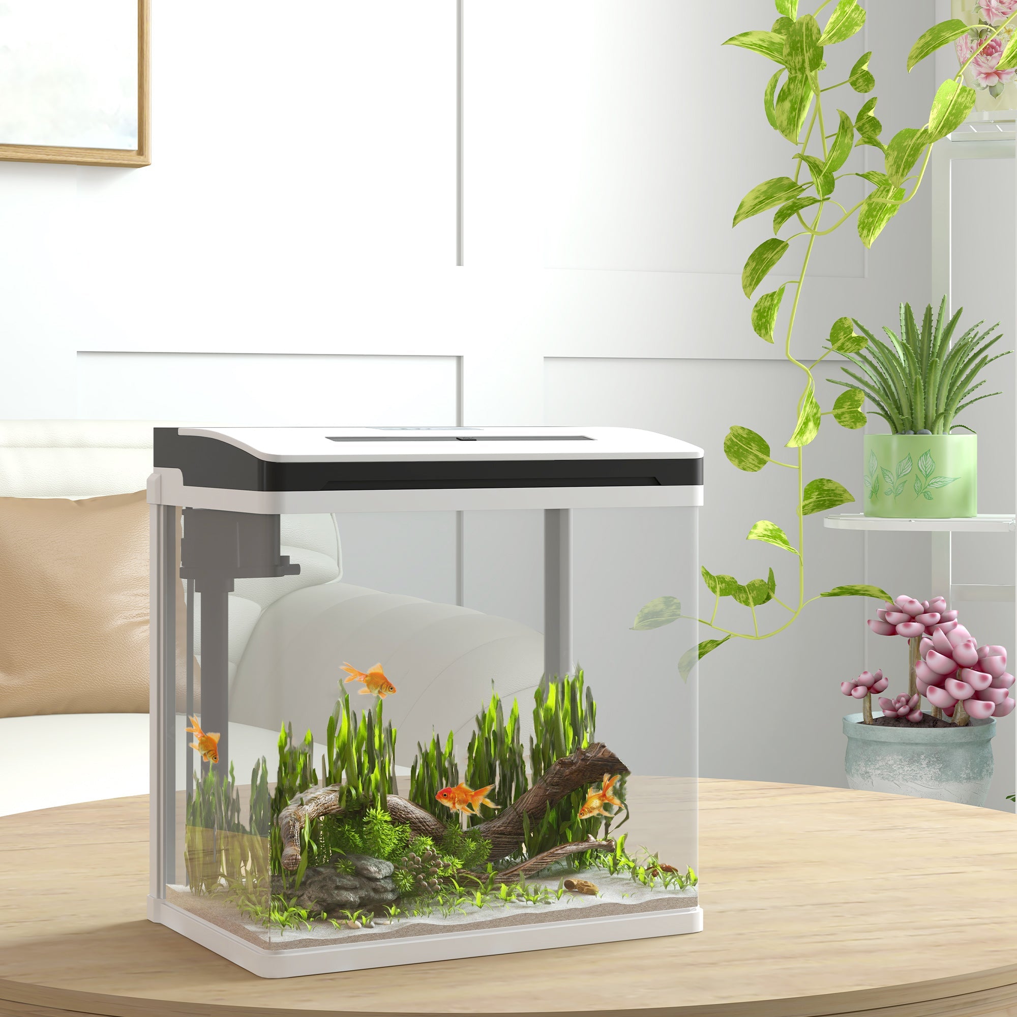 EasyComfort Acquario da 13L a Illuminazione LED con Fori di Ventilazione, in Vetro HD e ABS, 29x20x30.5 cm