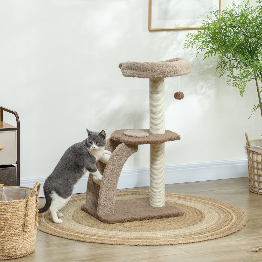 EasyComfort Krabpaal 3 niveaus 48x40x88 cm, wit/bruin