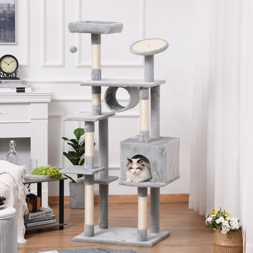 EasyComfort Albero 165 cm krabpaal voor katten, 5 platforms, max 4.5 kg