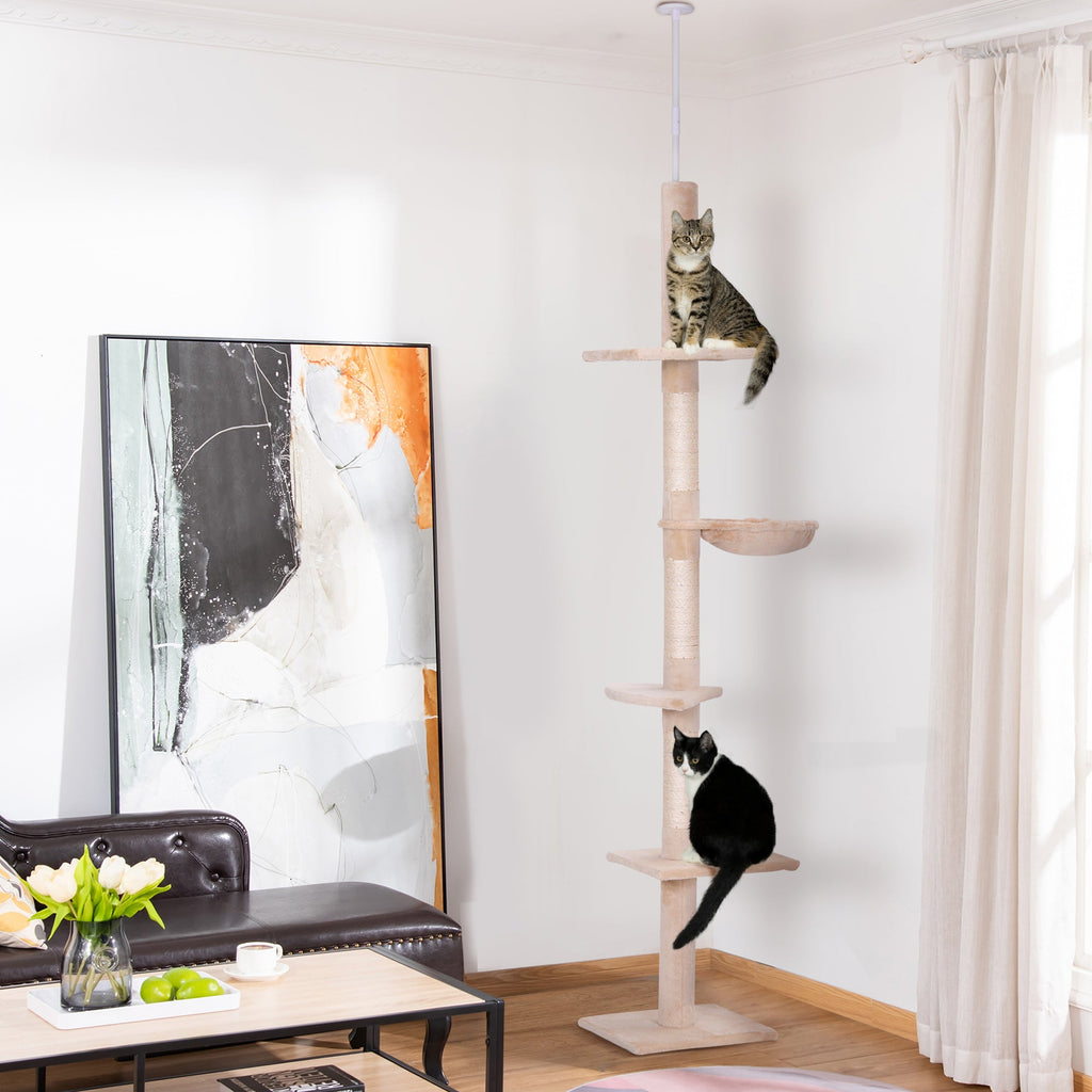 EasyComfort Krabpaal plafond met hangmat 40x34x230-260 cm, beige