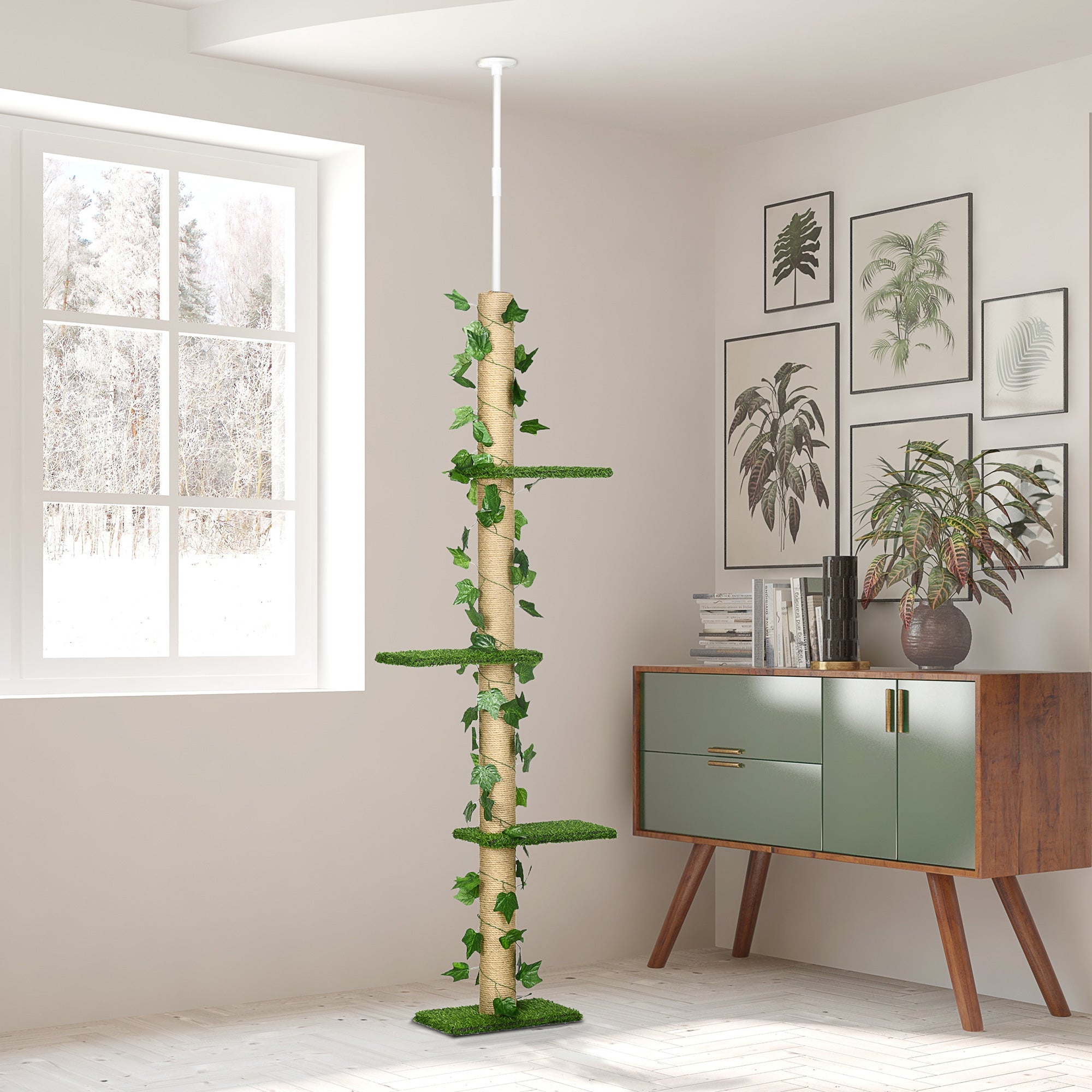 EasyComfort Krabpaal voor katten 202–242 cm (plafond, groen)